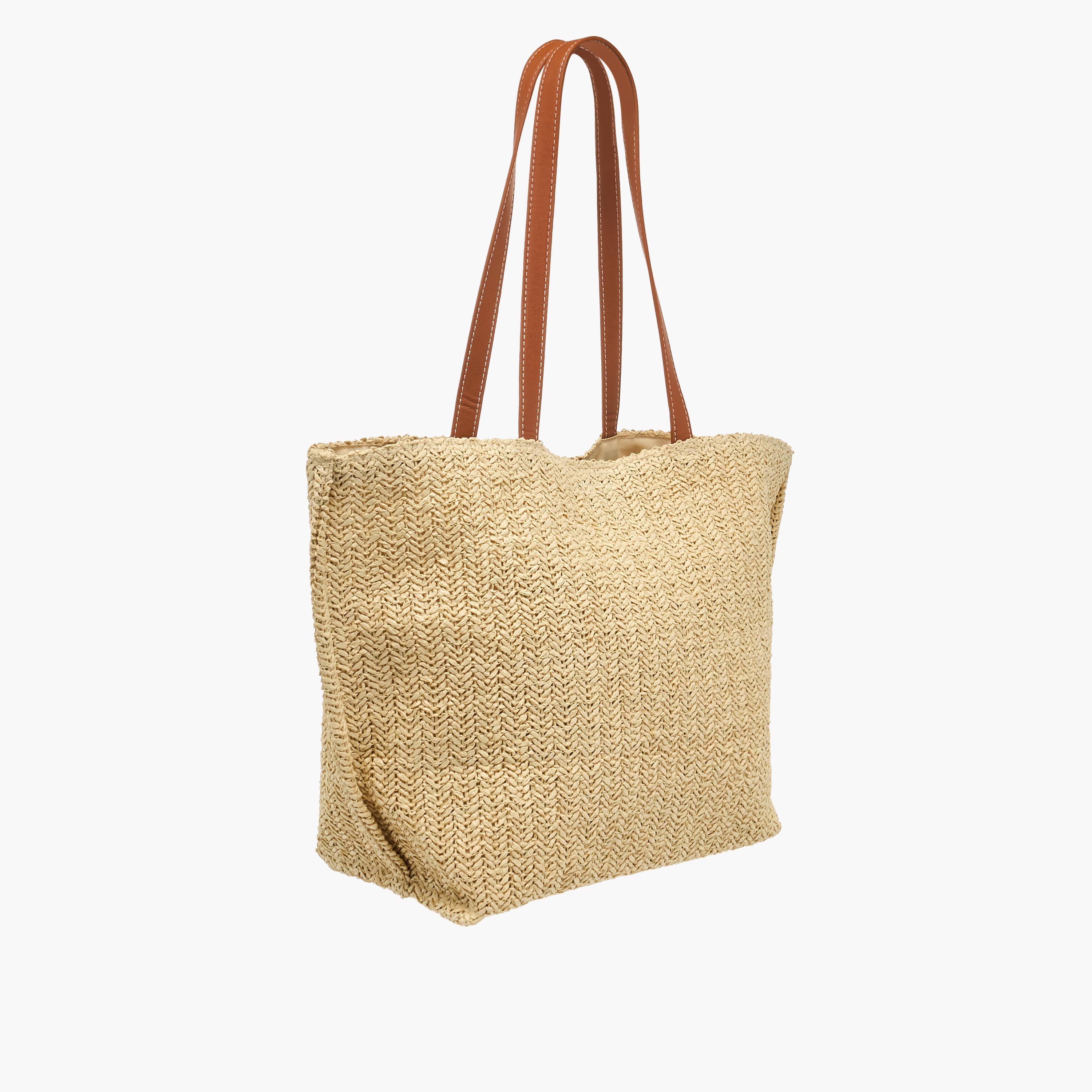 Monogram Embroidered Tote Bag with Double Handles-women-bagsandwallets-handbags-image-4