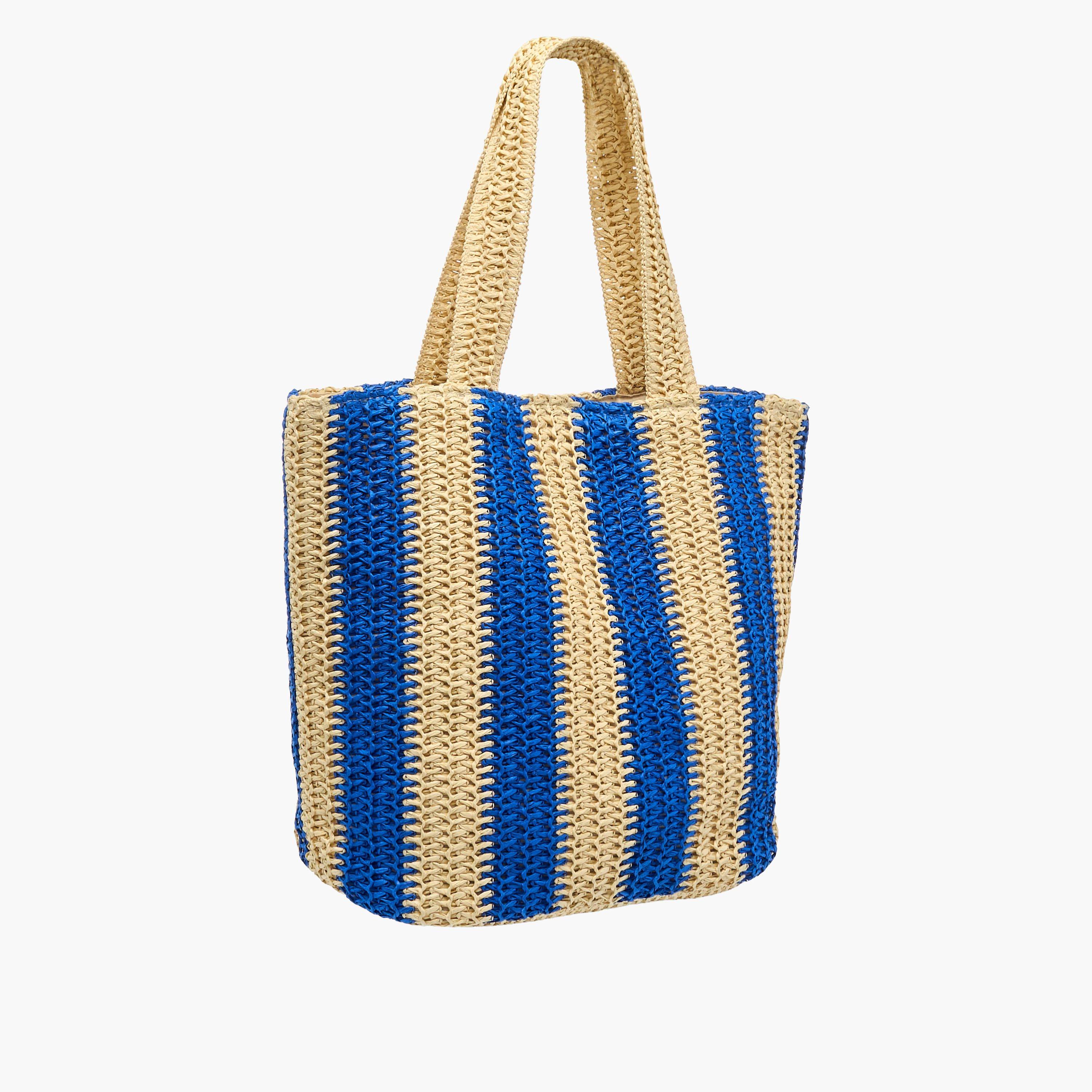 شنطة توتي مخططة بتطريز شعار بمقابض مزدوجة-women-bagsandwallets-handbags-image-4