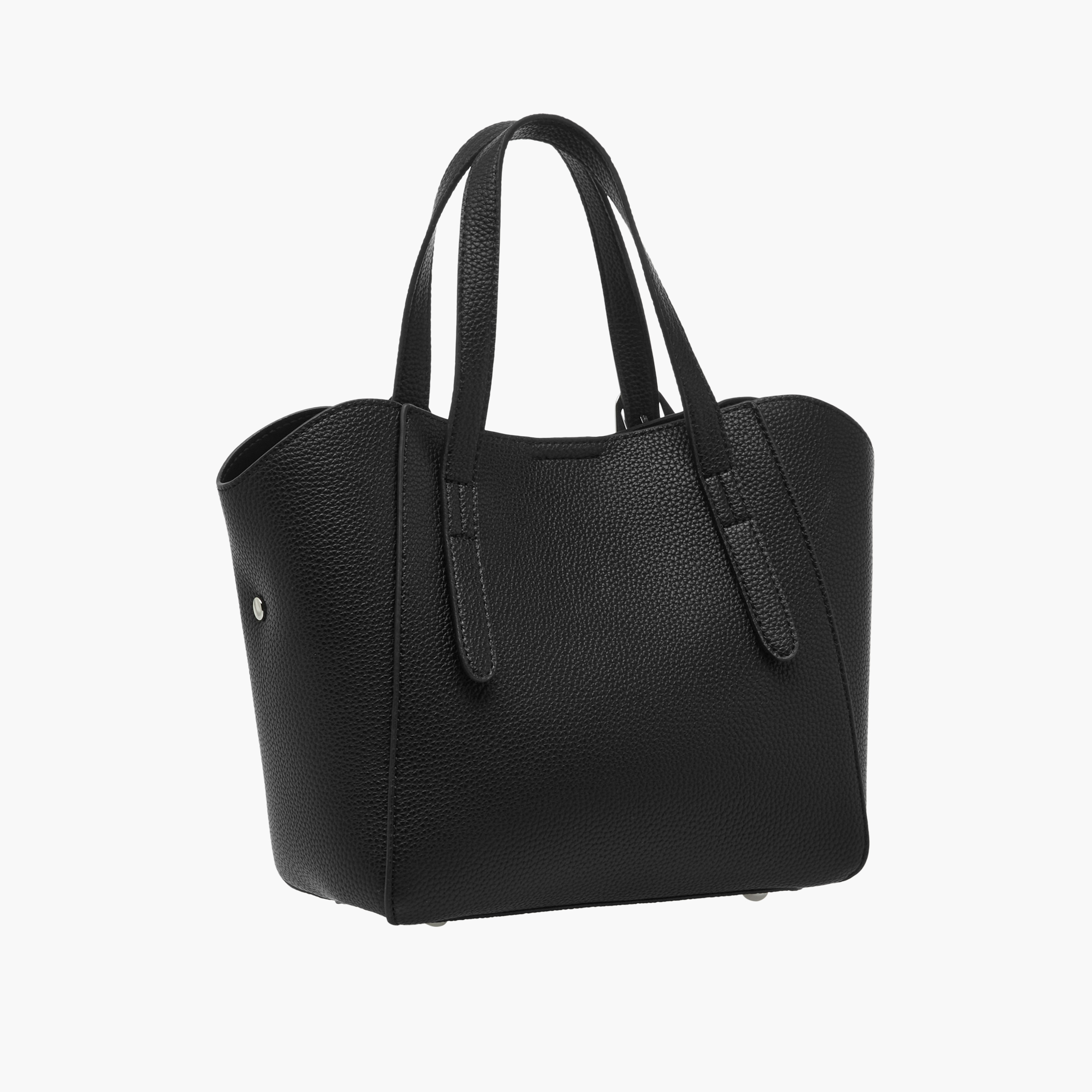 Textured Buckle Detail Tote Bag with Detachable Strap-women-bagsandwallets-handbags-image-4