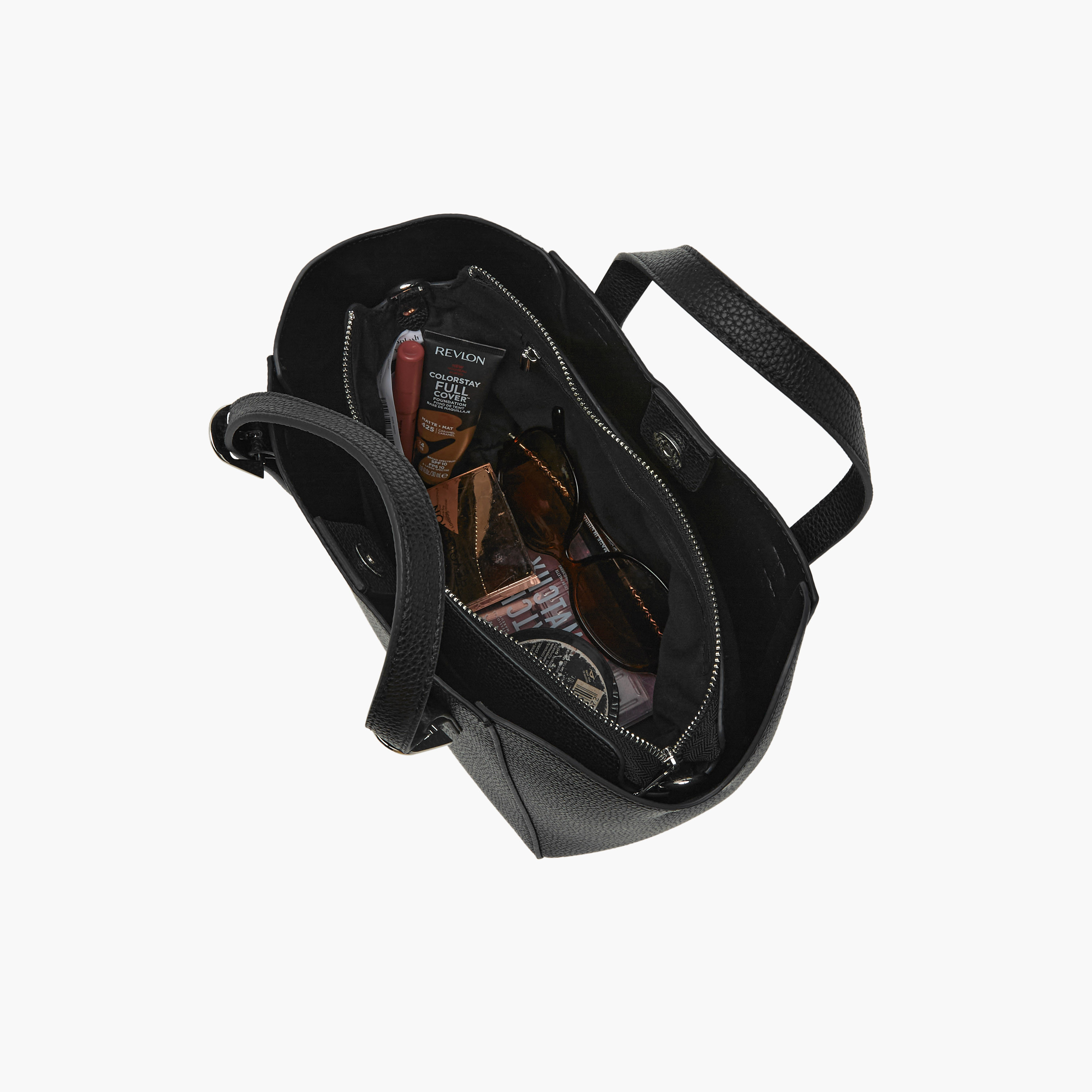 Textured Buckle Detail Tote Bag with Detachable Strap-women-bagsandwallets-handbags-image-9