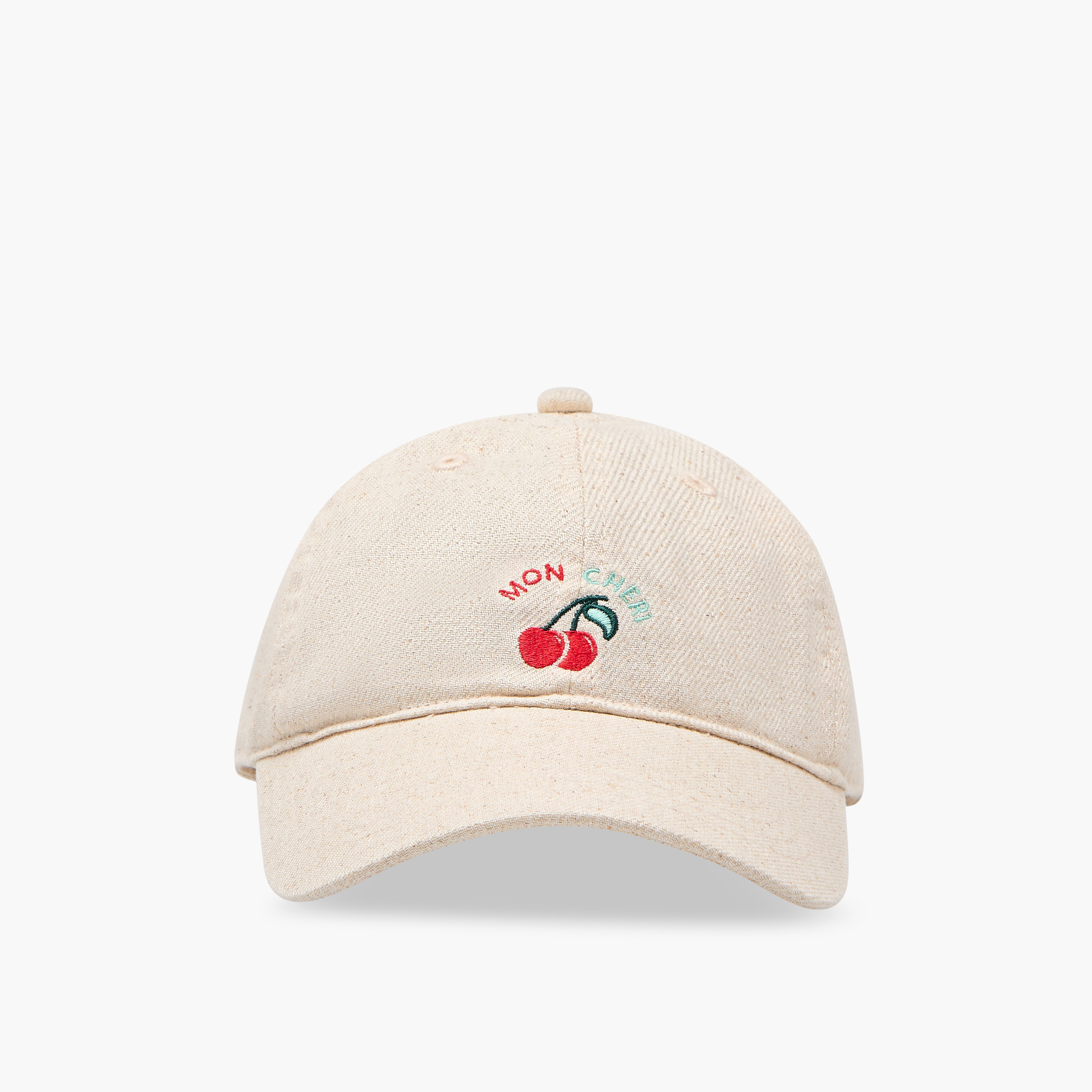 Cherry Embroidered Cap with Buckle Strap Closure-women-clothingaccessories-capsandhats-image-1