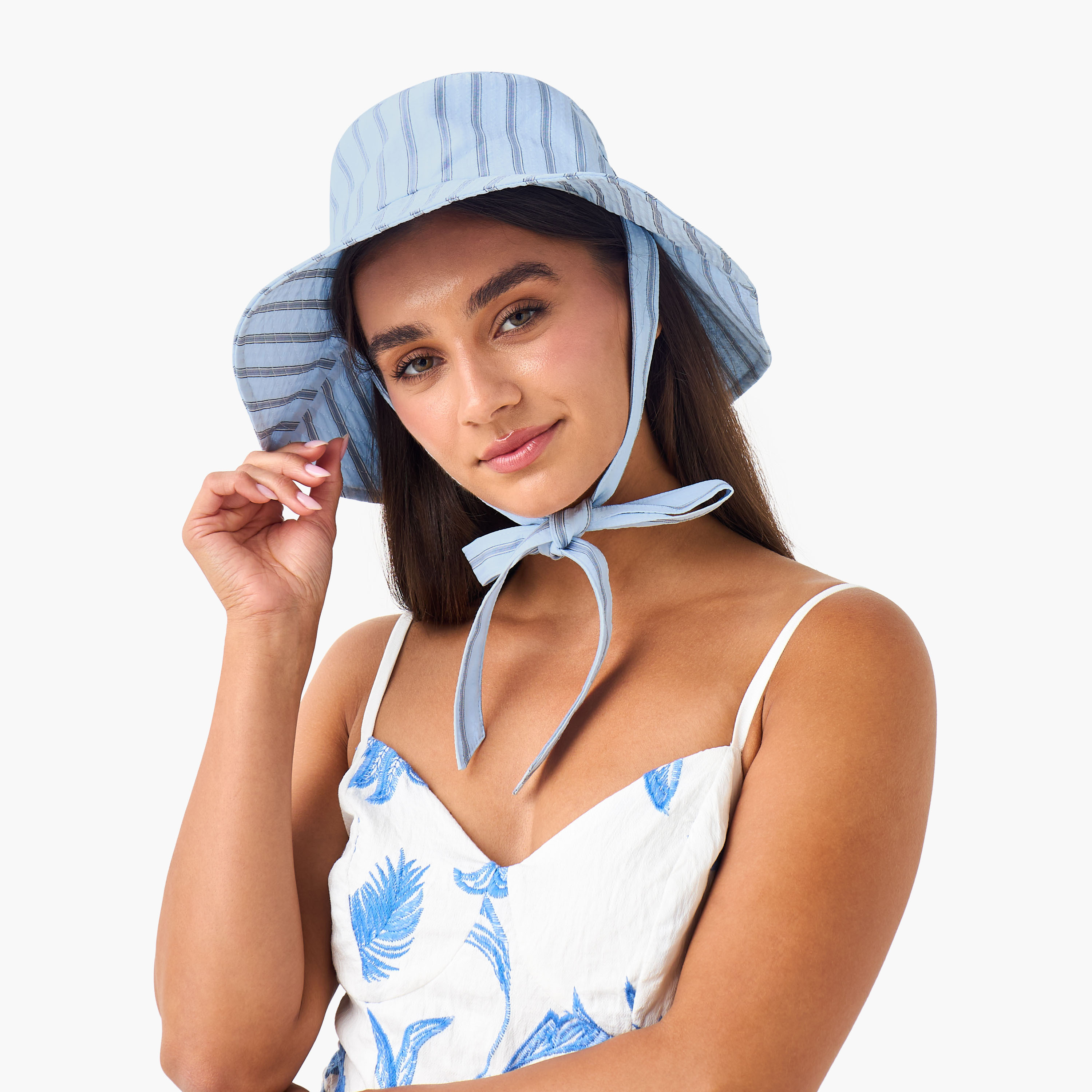 Striped Hat with Tie-Ups-women-clothingaccessories-capsandhats-image-2