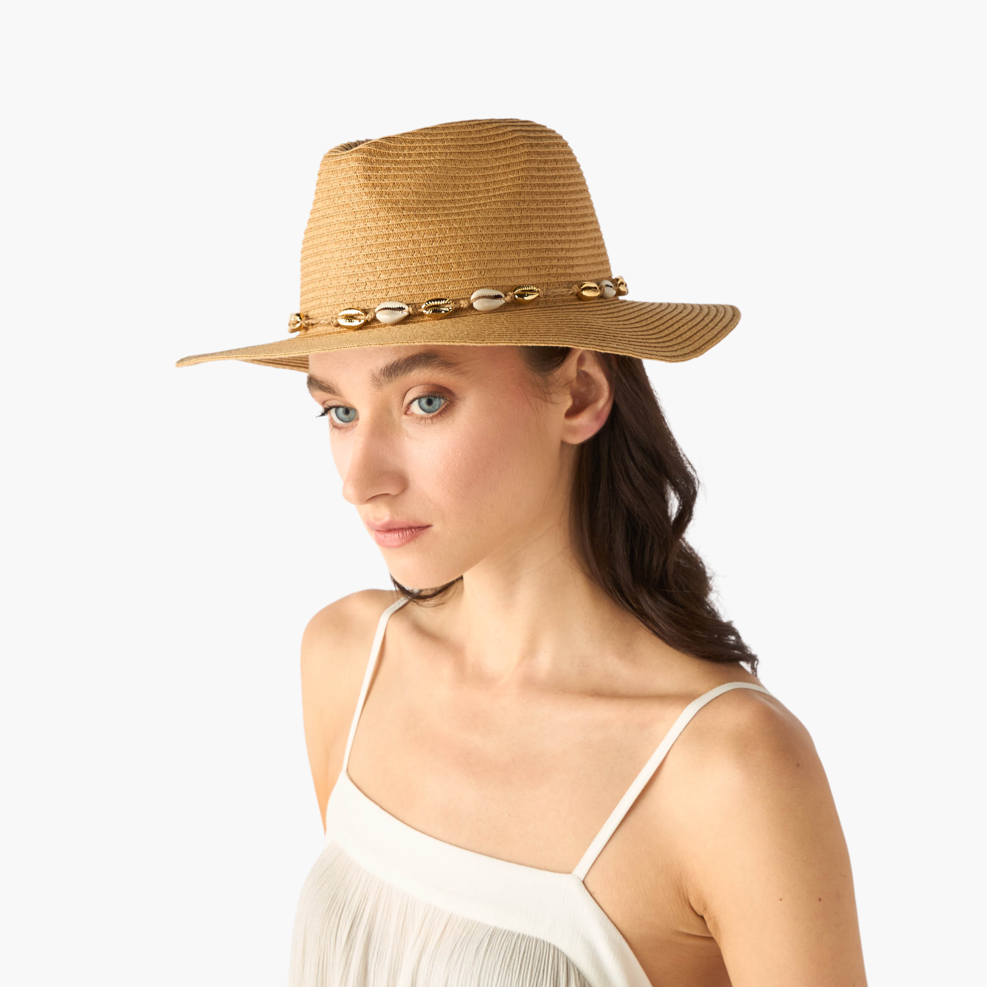 قبعة قش بزينة صدف-women-clothingaccessories-capsandhats-image-2
