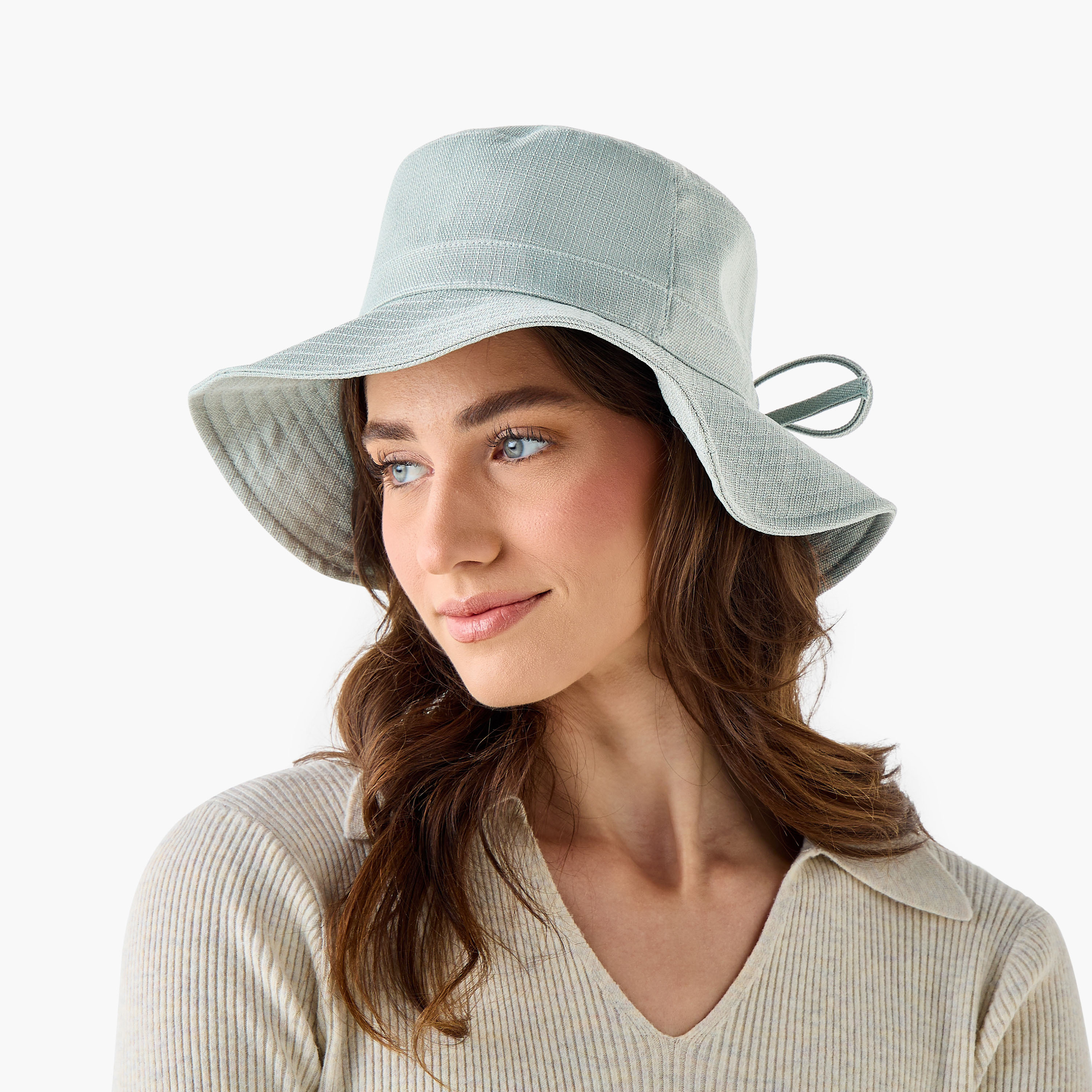 Textured Hat with Bow Tie-Up-women-clothingaccessories-capsandhats-image-2