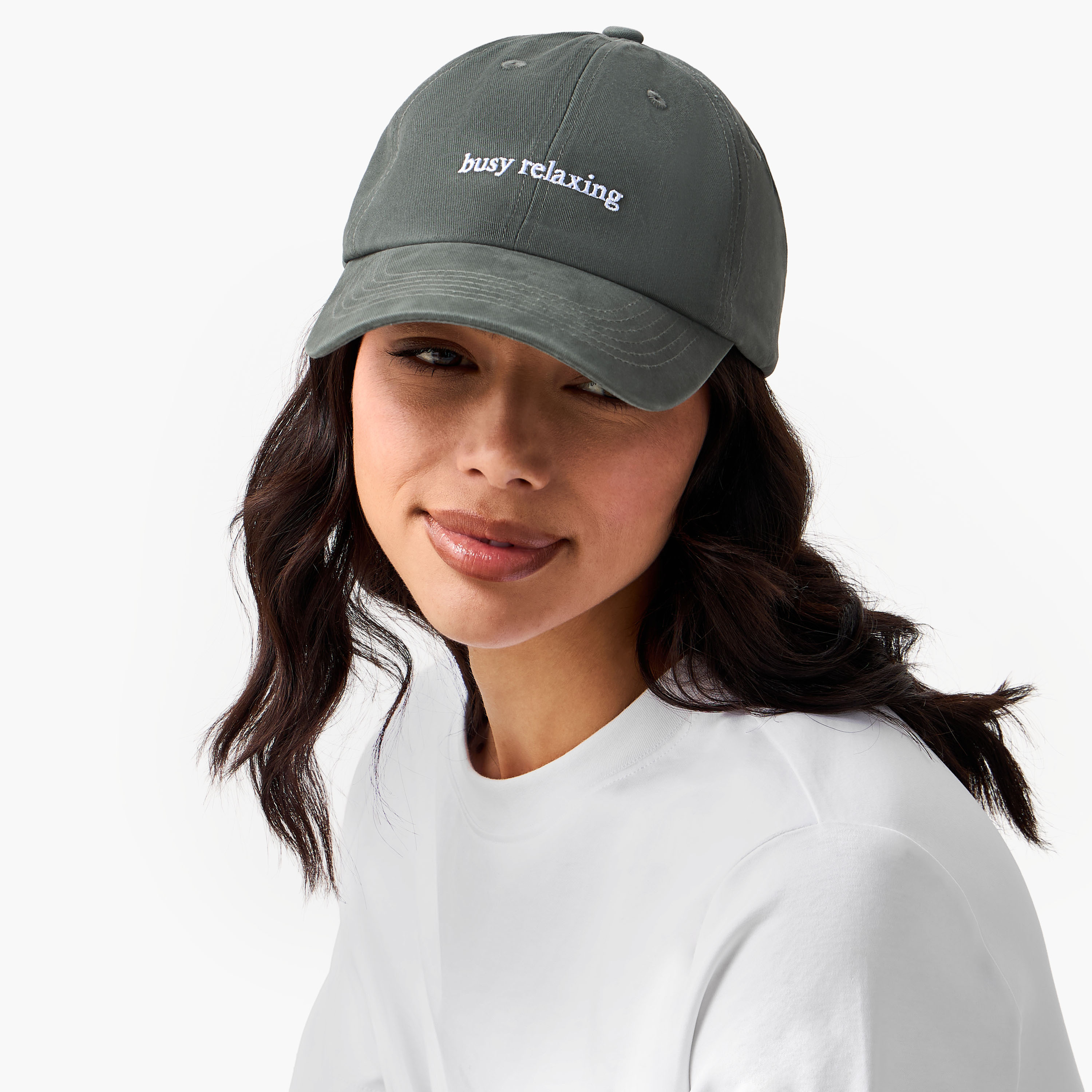 Slogan Embroidered Baseball Cap with Buckled Strap-women-clothingaccessories-capsandhats-image-2
