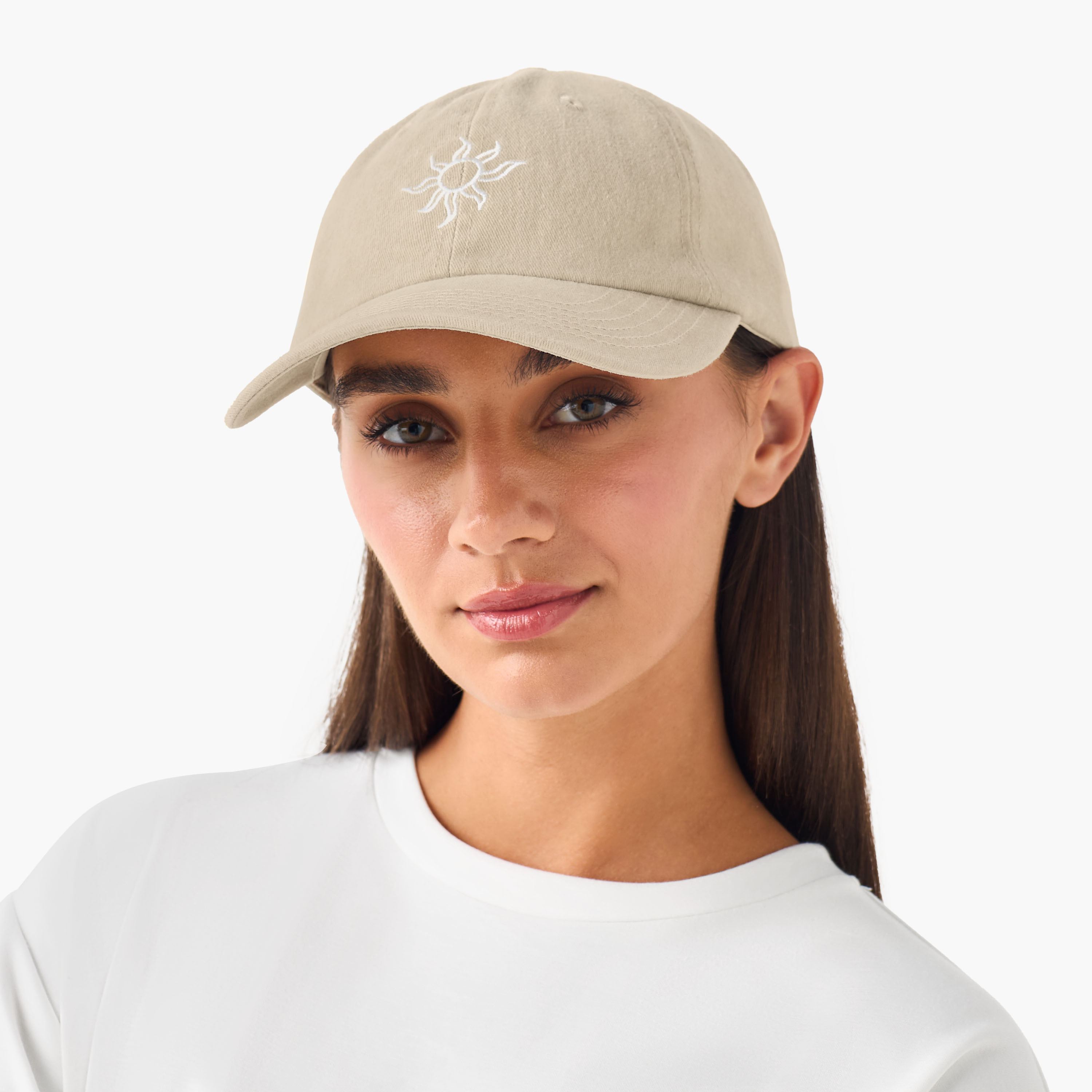 Embroidered Cap with Buckled Strap Closure-women-clothingaccessories-capsandhats-image-2