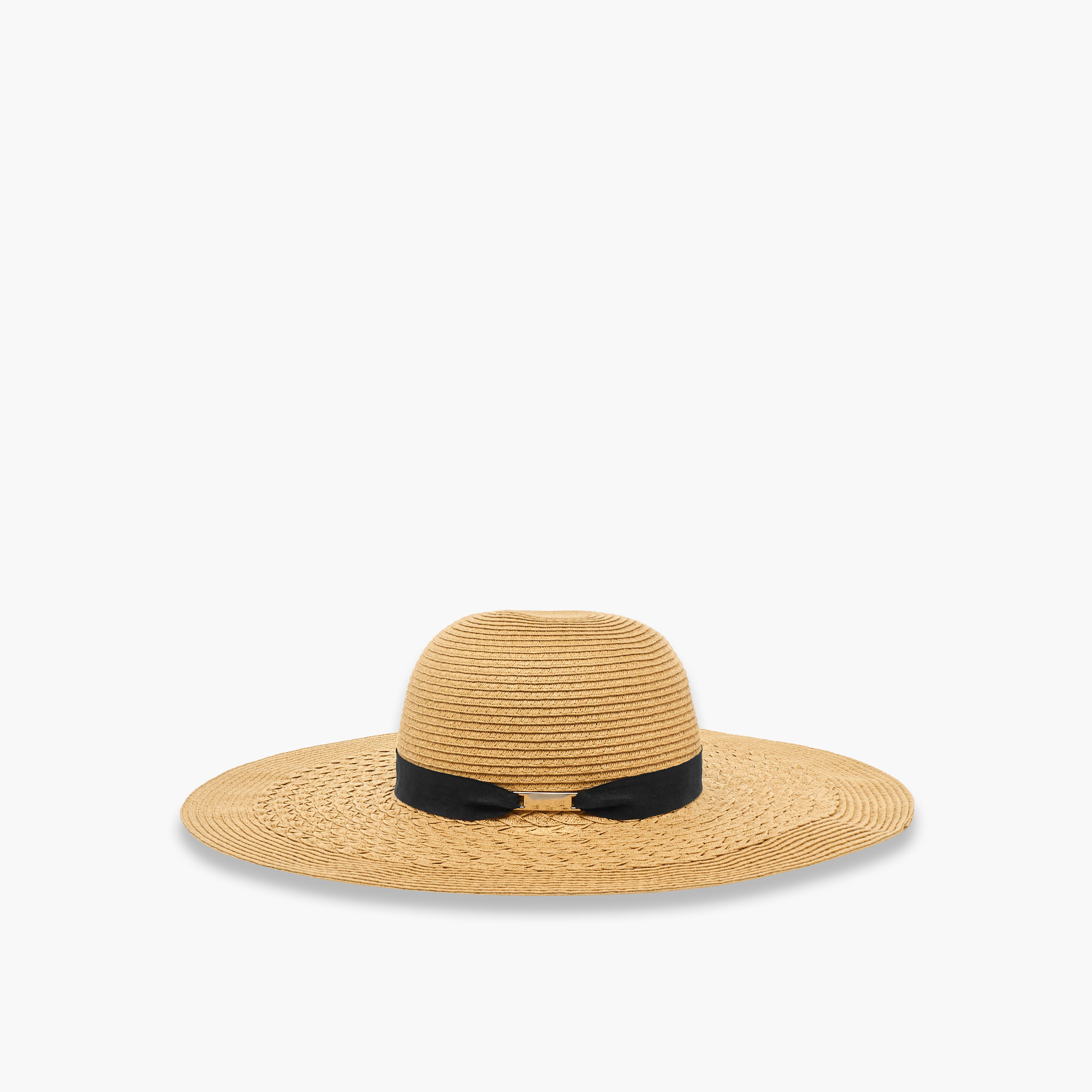 Wide Brim Straw Hat with Ribbon Accent-women-clothingaccessories-capsandhats-image-1