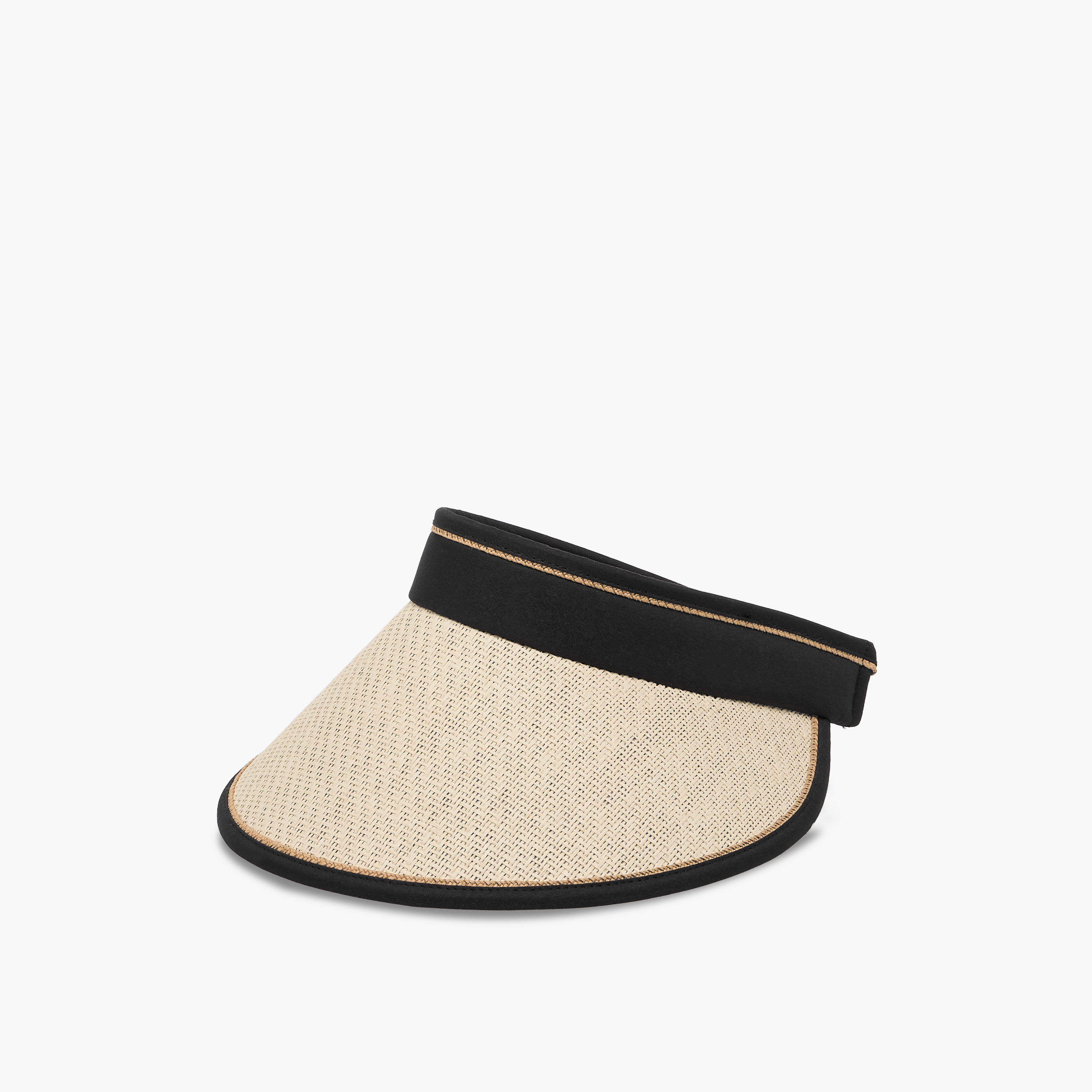 Contrast Straw Visor Cap with Buckled Strap-women-clothingaccessories-capsandhats-image-3