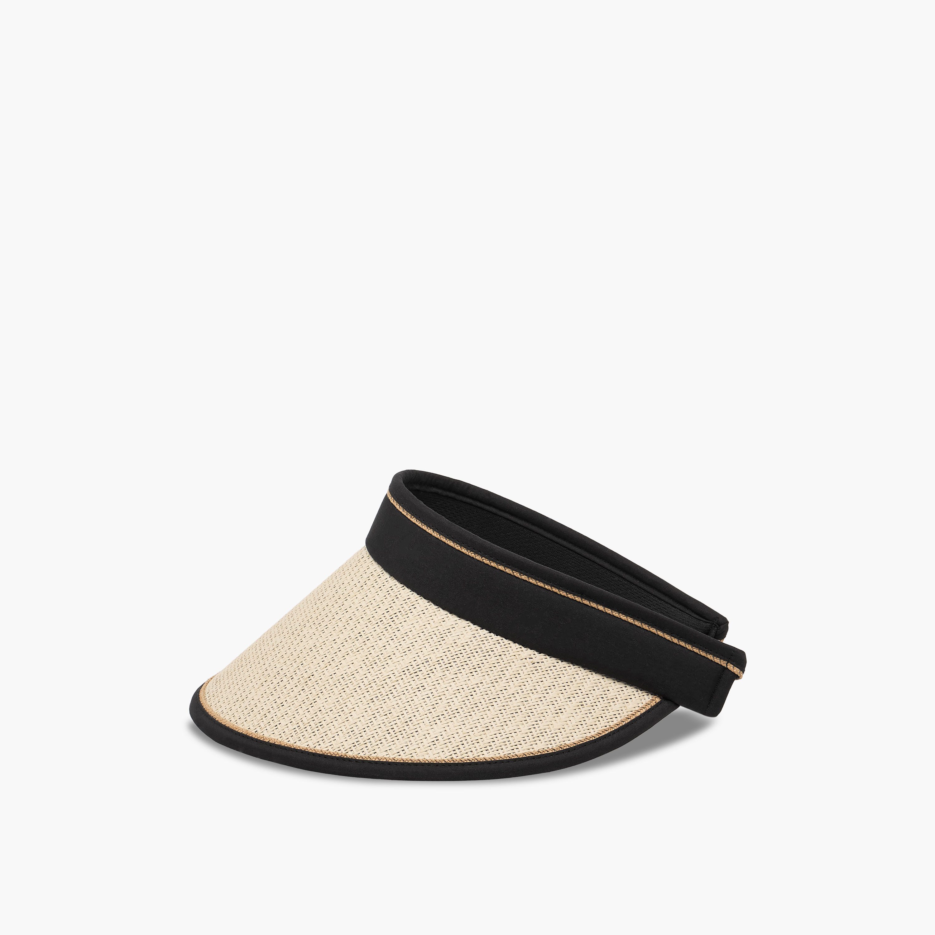 Contrast Straw Visor Cap with Buckled Strap-women-clothingaccessories-capsandhats-image-4