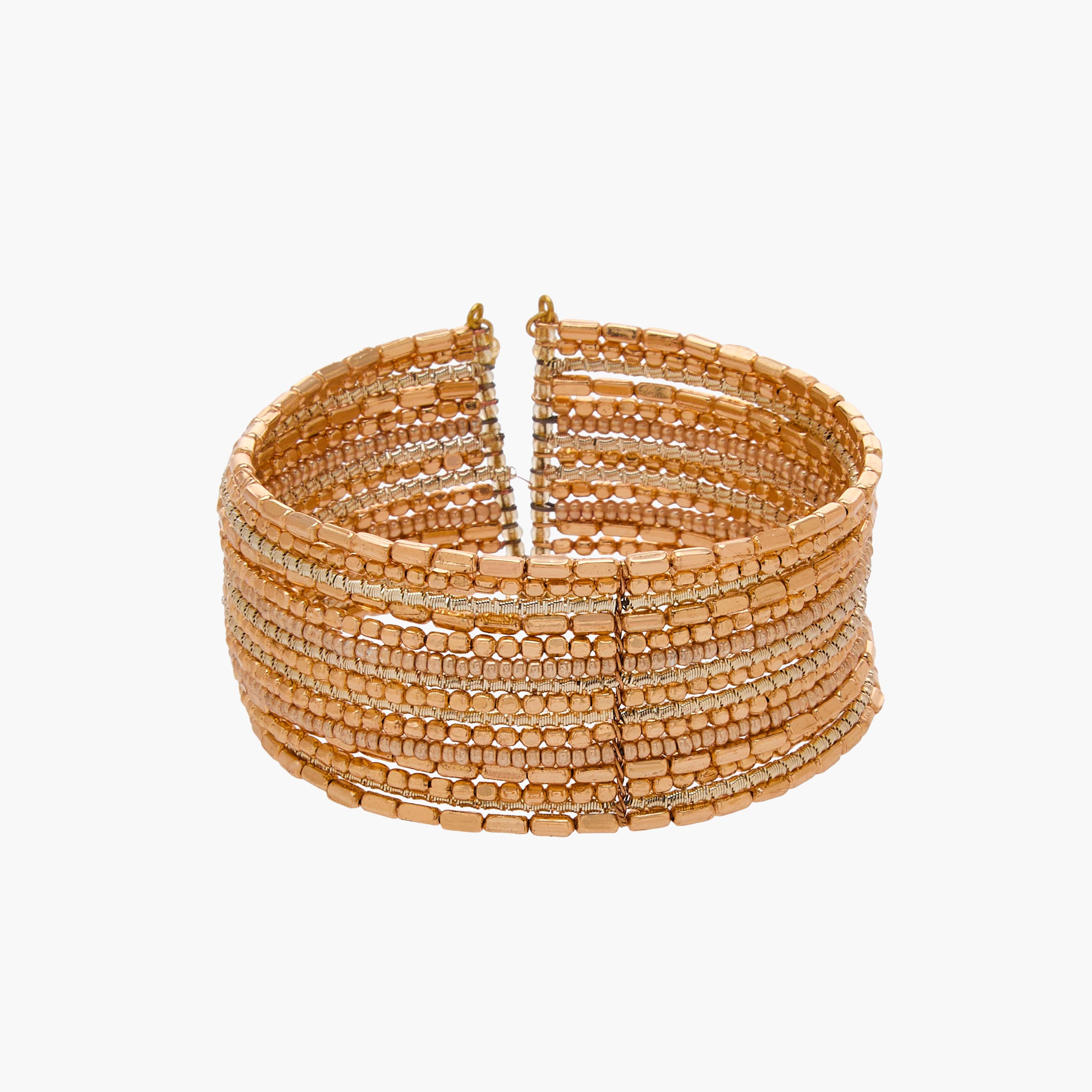 Gold Tone Beaded Cuff Bracelet-women-watchesandjewellery-jewellery-banglesandbracelets-image-1