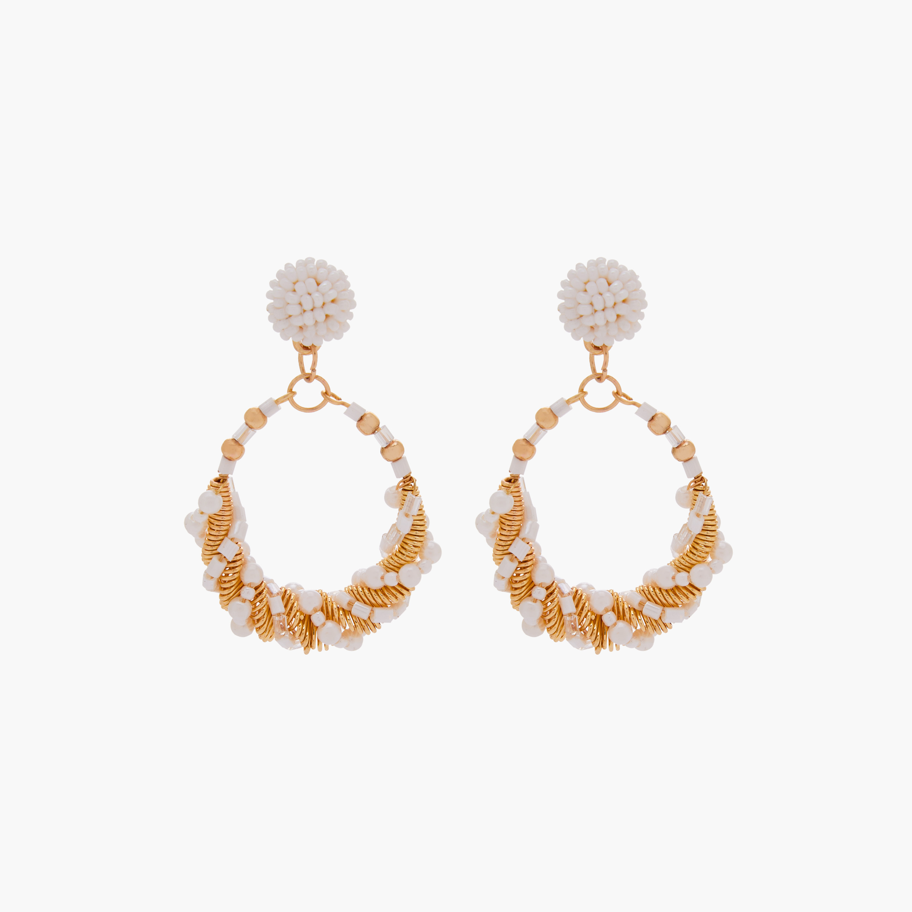 Gold Tone Embellished Drop Earrings with Pushback Closure-women-watchesandjewellery-jewellery-earrings-image-1