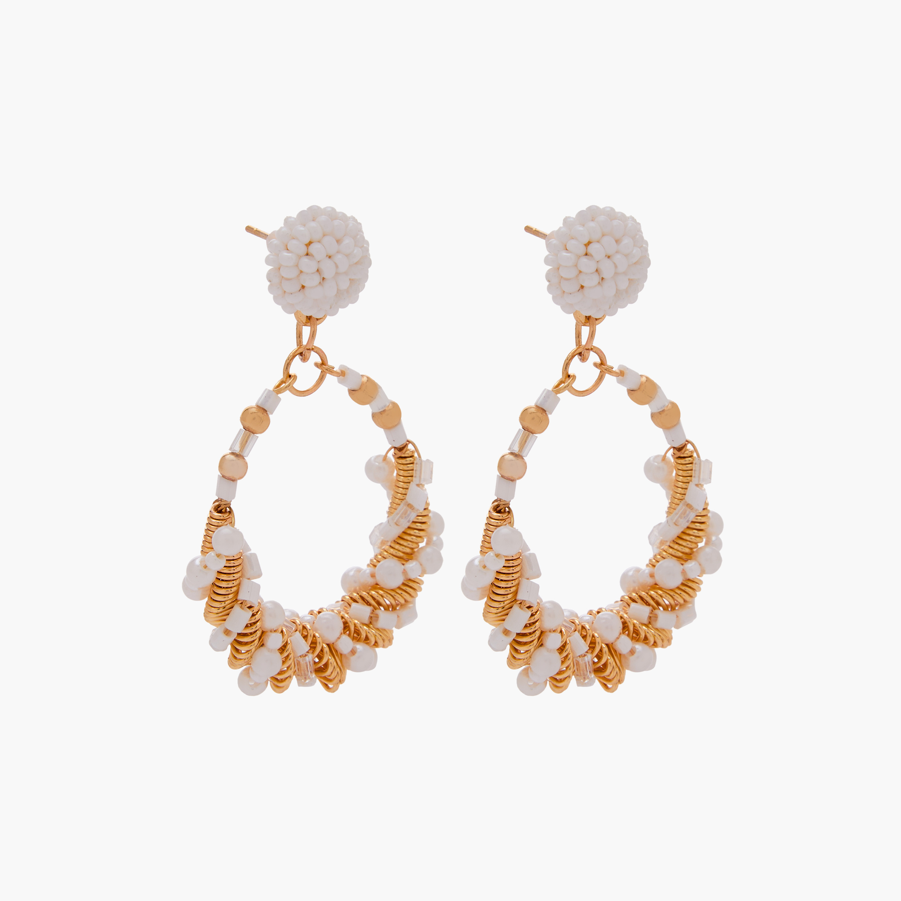 Gold Tone Embellished Drop Earrings with Pushback Closure-women-watchesandjewellery-jewellery-earrings-image-3