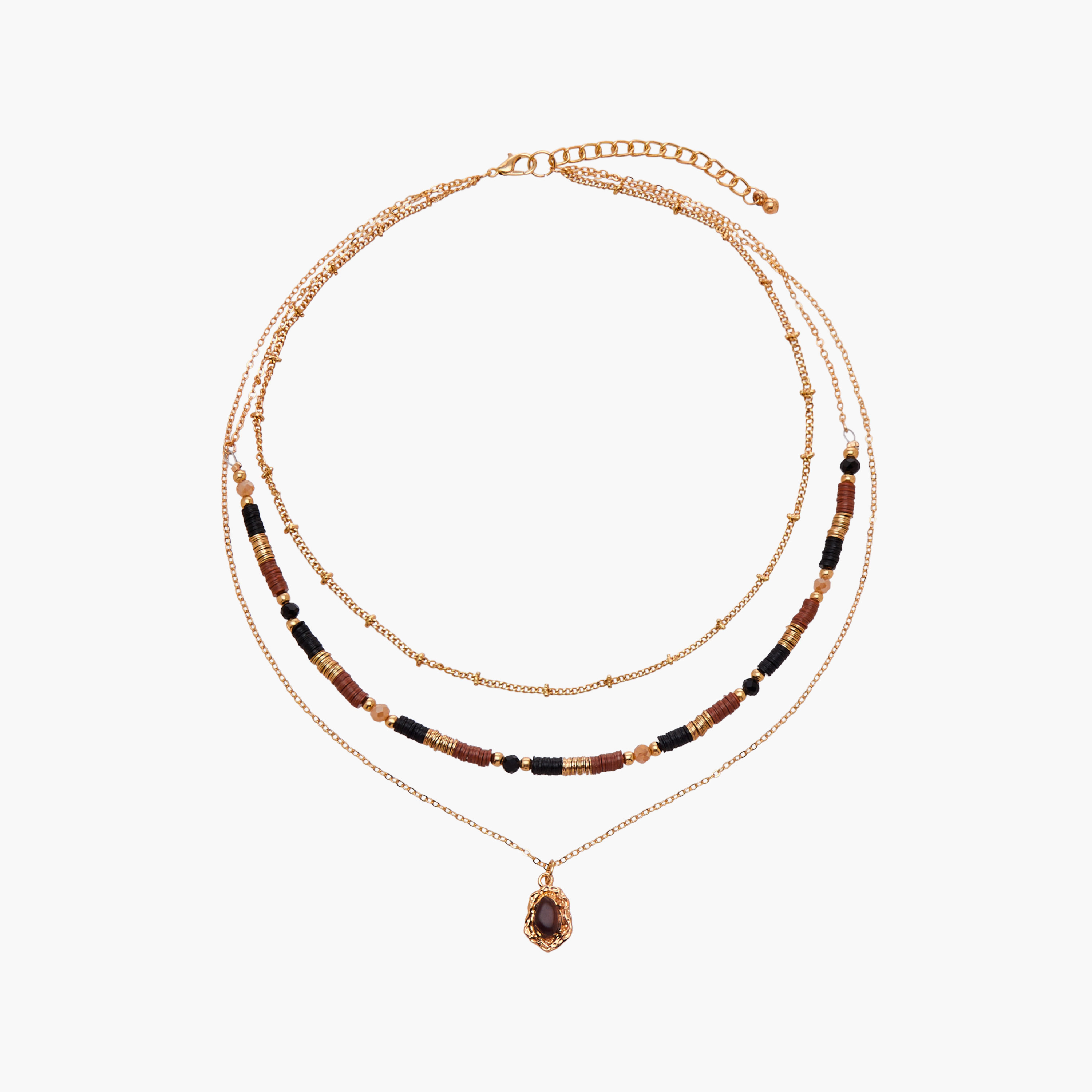Gold Tone Layered Beaded Necklace-women-watchesandjewellery-jewellery-necklacesandpendants-image-1