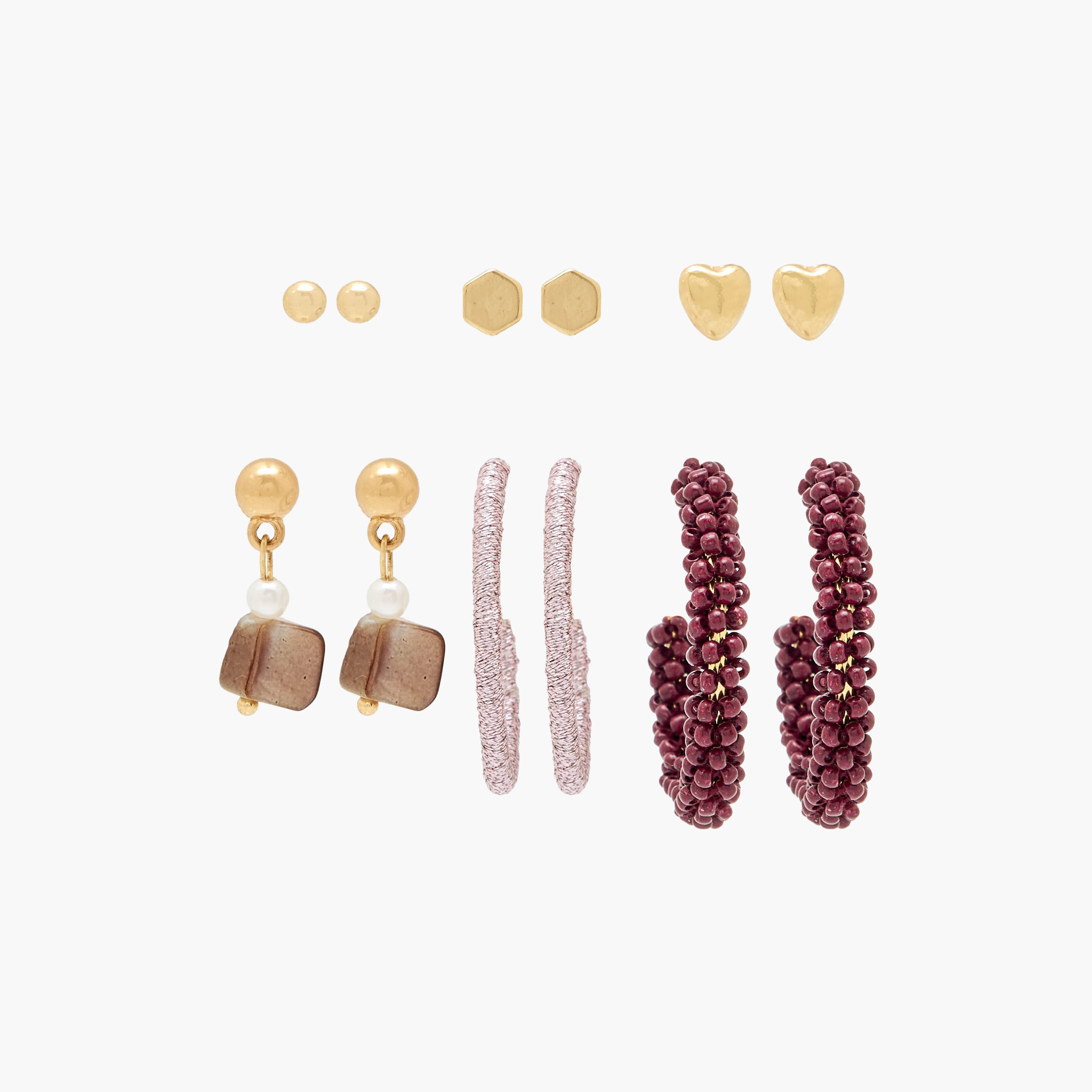 Pack of 6 Gold Tone Assorted Earrings-women-watchesandjewellery-jewellery-earrings-image-1