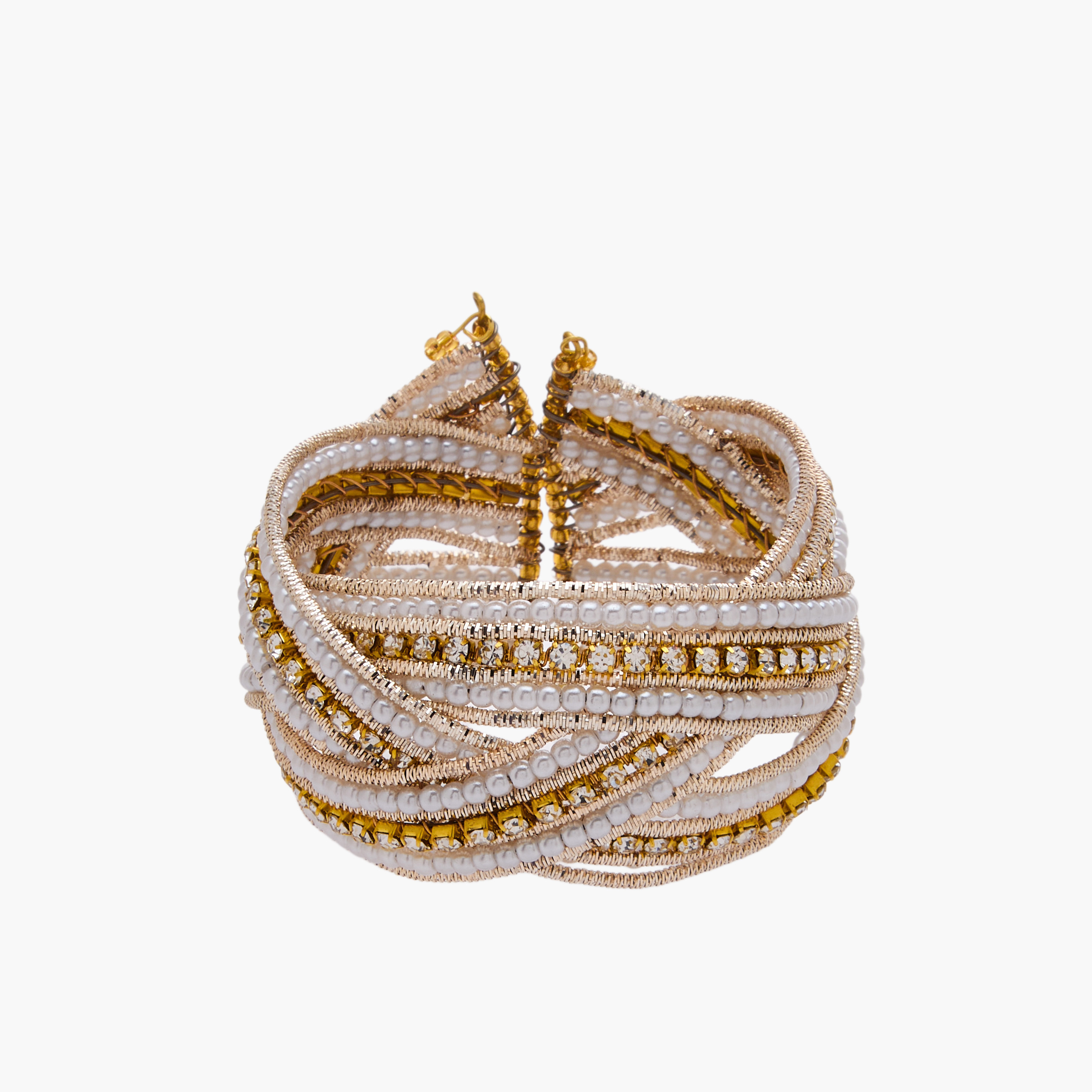 Metallic Embellished Cuff Bracelet-women-watchesandjewellery-jewellery-banglesandbracelets-image-1