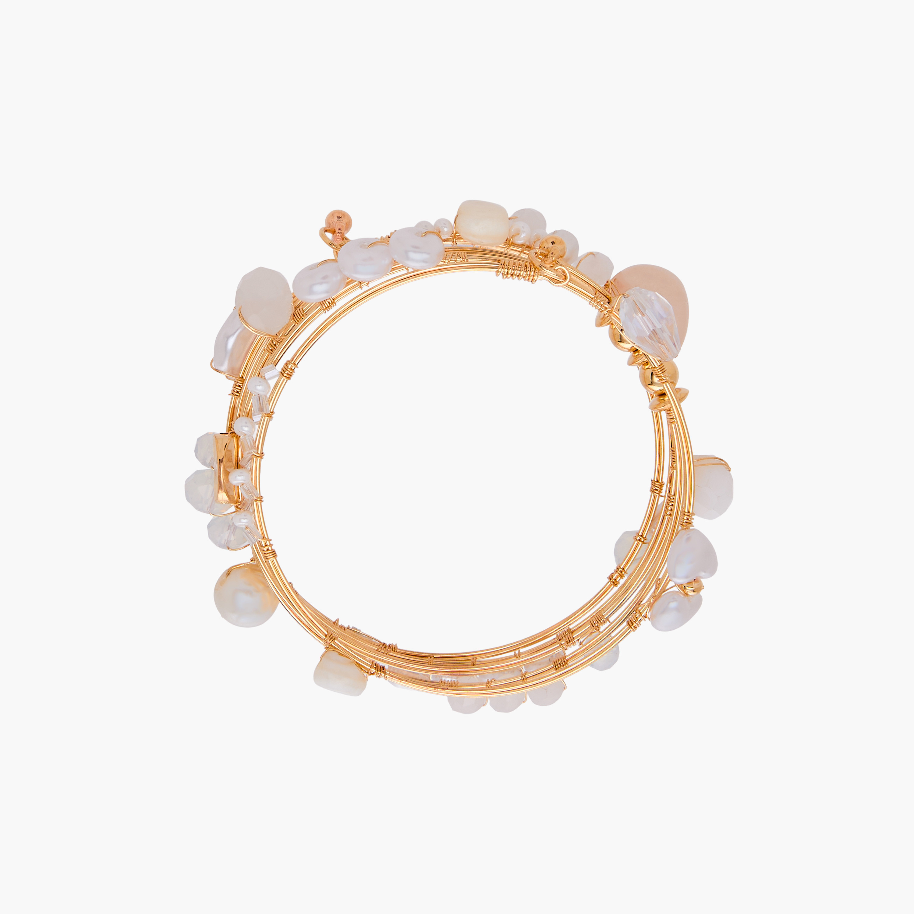 Gold Tone Pearl Beaded Coil Bracelet-women-watchesandjewellery-jewellery-banglesandbracelets-image-3