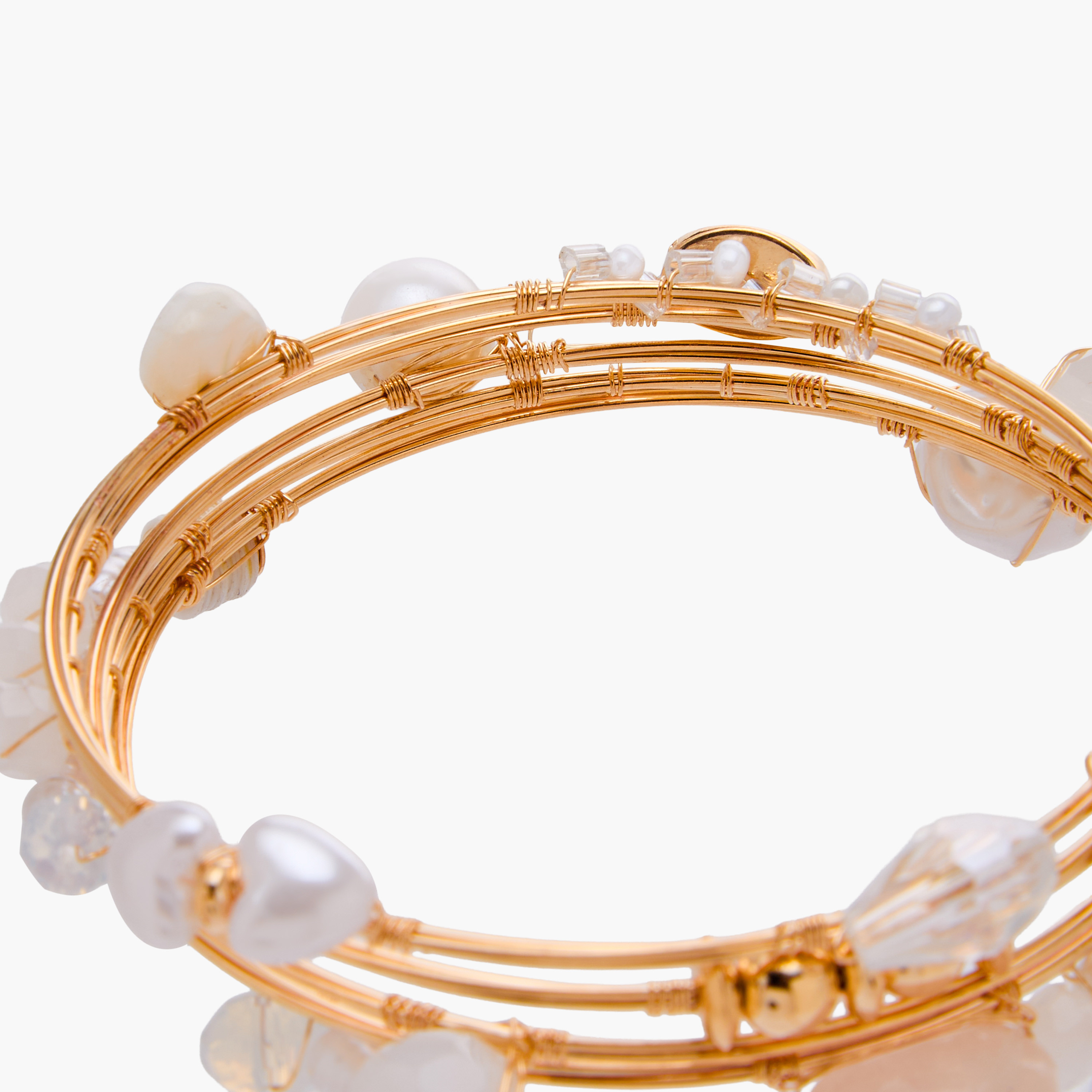 Gold Tone Pearl Beaded Coil Bracelet-women-watchesandjewellery-jewellery-banglesandbracelets-image-5