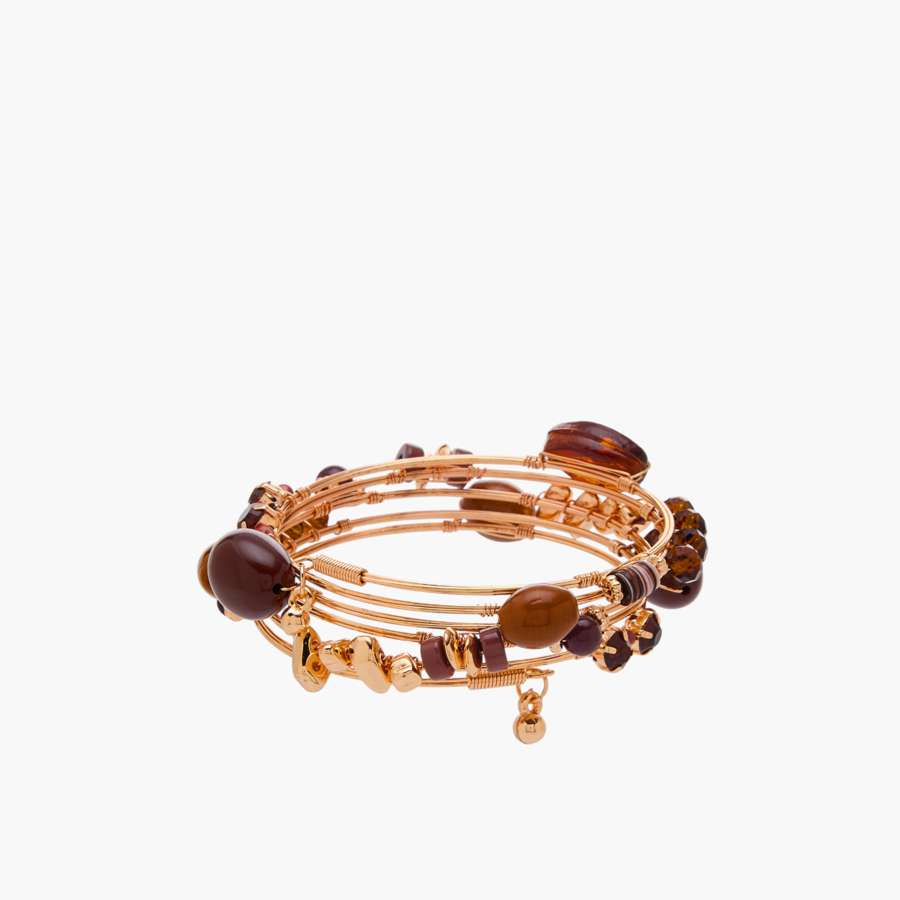 Metallic Embellished Coil Bracelet-women-watchesandjewellery-jewellery-banglesandbracelets-image-1