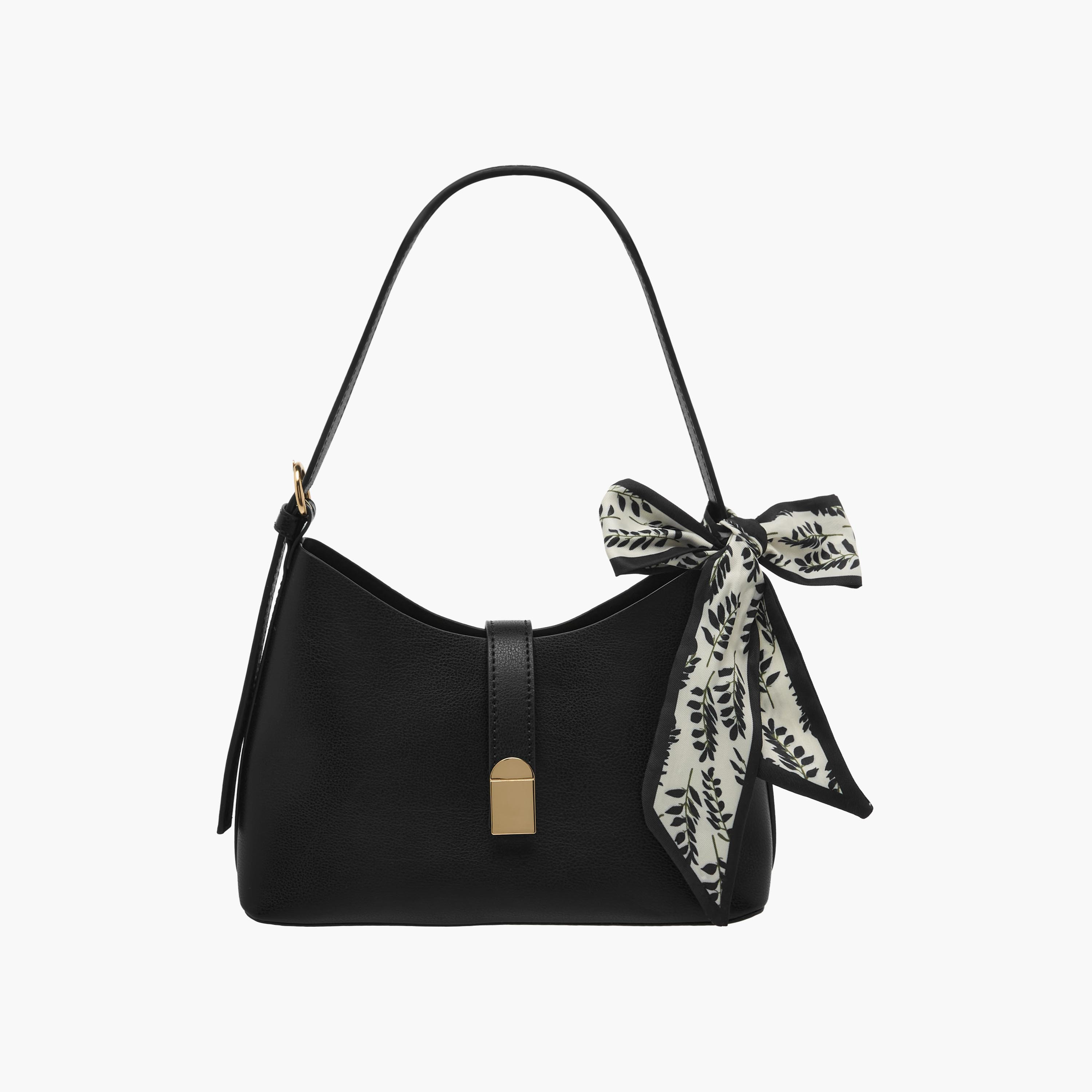 Floral Print Scarf Detail Shoulder Bag with Adjustable Handle-women-bagsandwallets-handbags-image-1