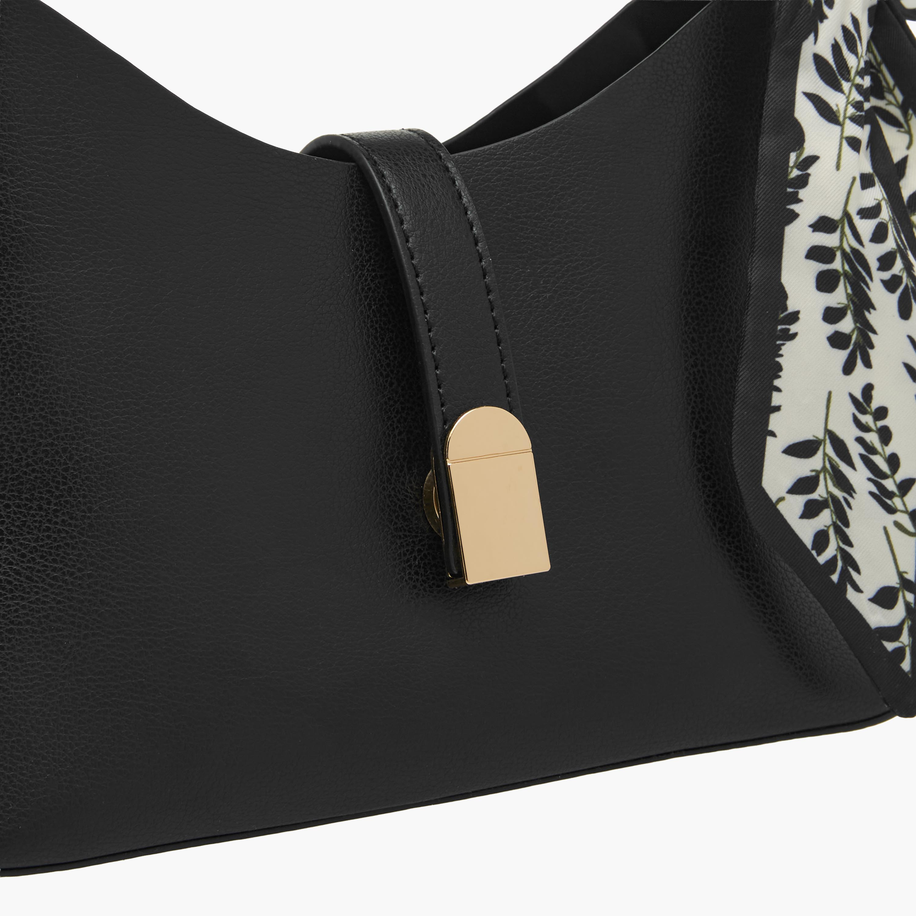 Floral Print Scarf Detail Shoulder Bag with Adjustable Handle-women-bagsandwallets-handbags-image-5