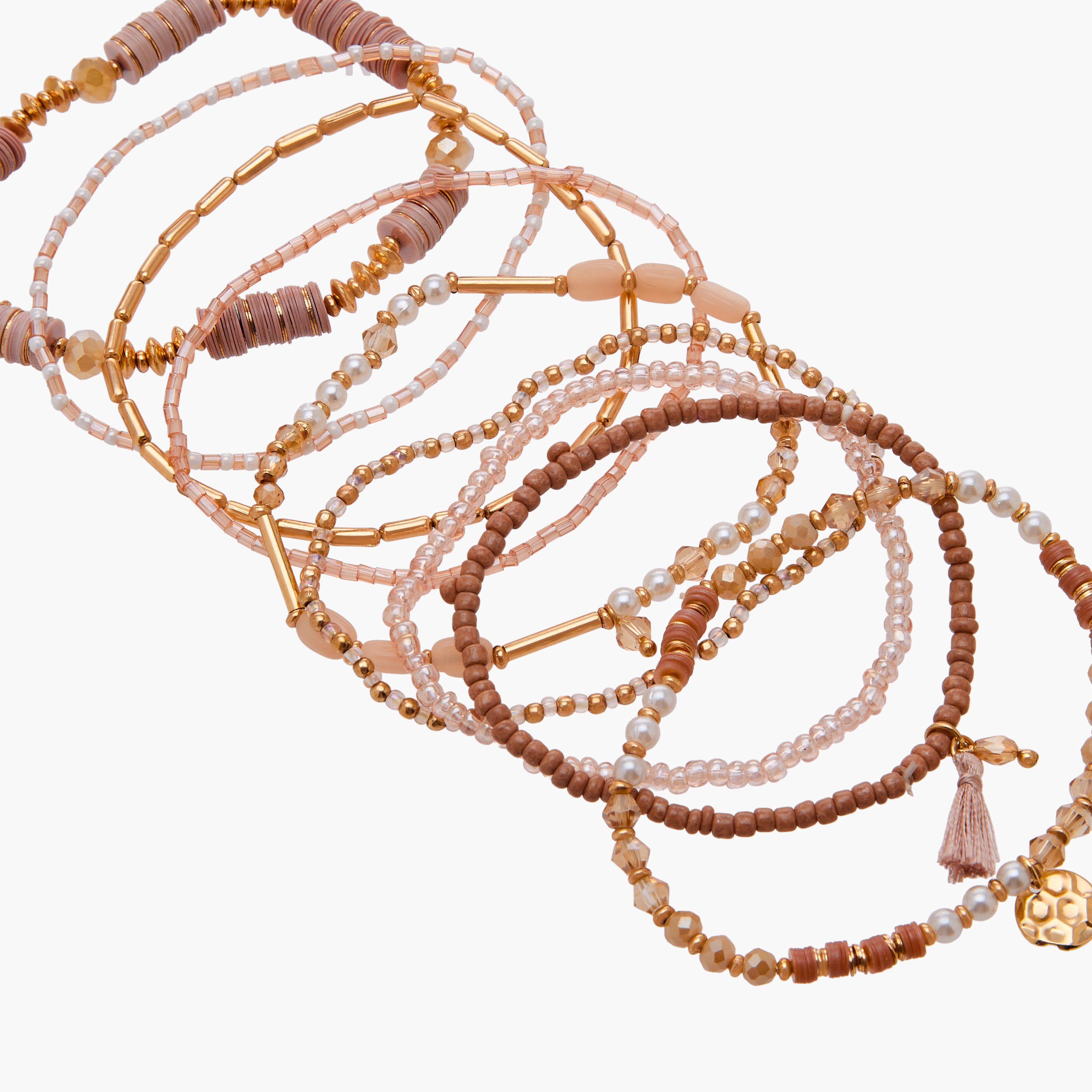 Pack of 9 Gold Tone Beaded Stretch Bracelet-women-watchesandjewellery-jewellery-banglesandbracelets-image-21