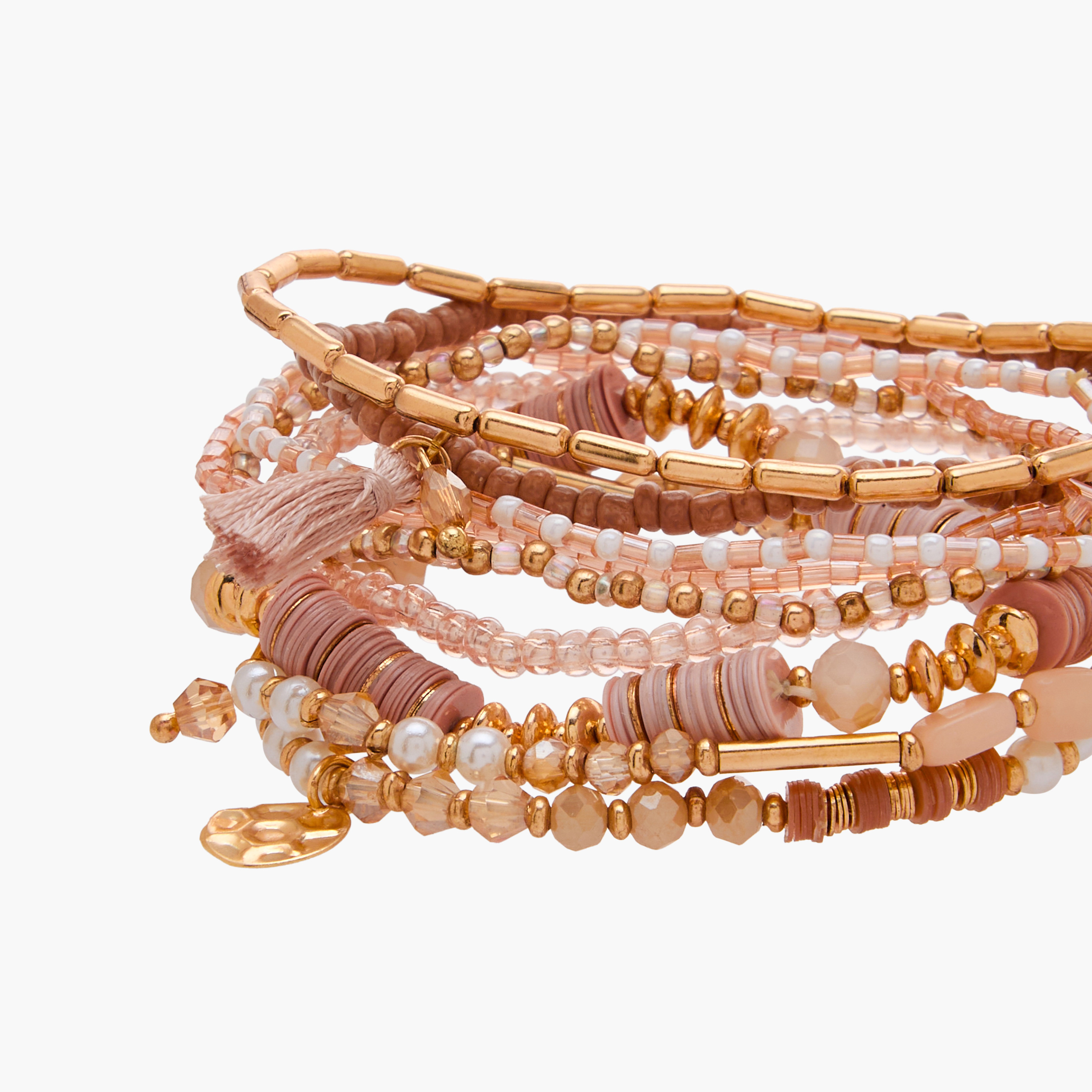 Pack of 9 Gold Tone Beaded Stretch Bracelet-women-watchesandjewellery-jewellery-banglesandbracelets-image-22