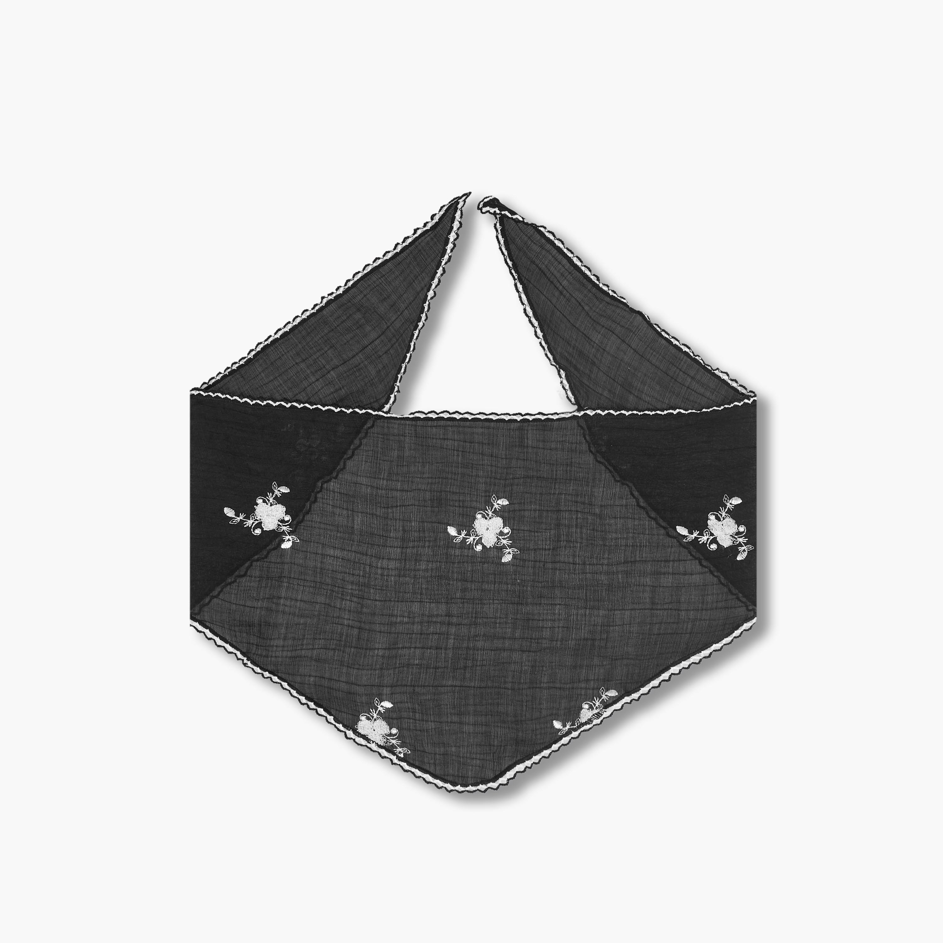 Bandana Floral Embroidered Black-women-winterwear-scarves-image-1
