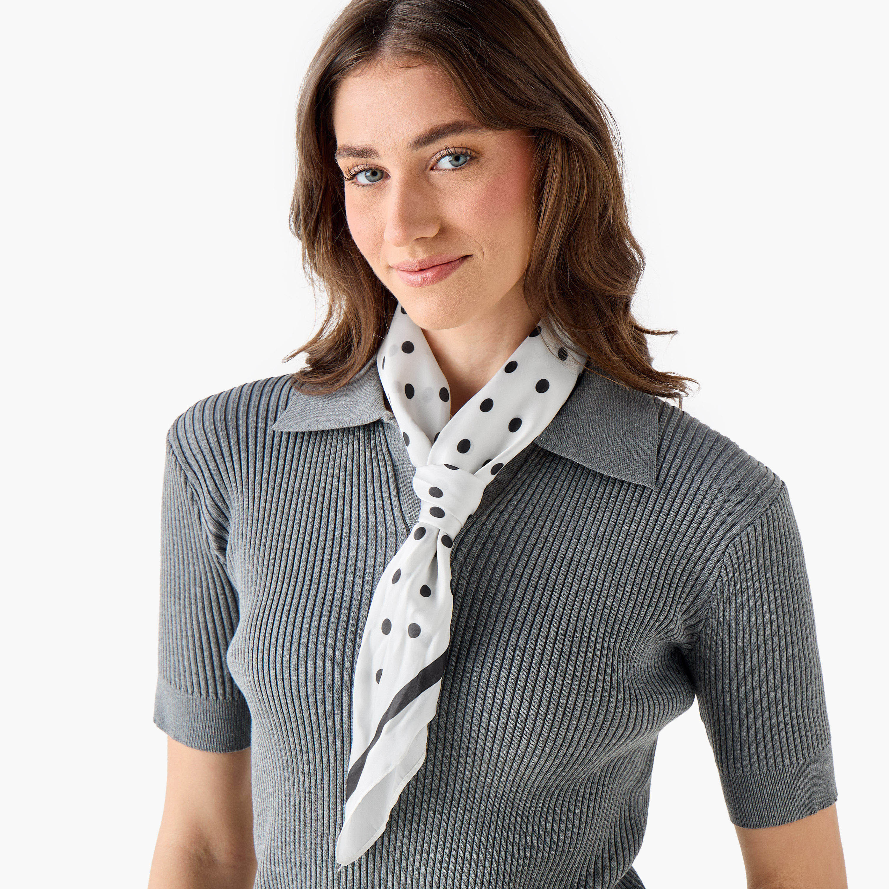 Scarf Square Satin Houndstooth Print Multicolour-women-winterwear-scarves-image-2