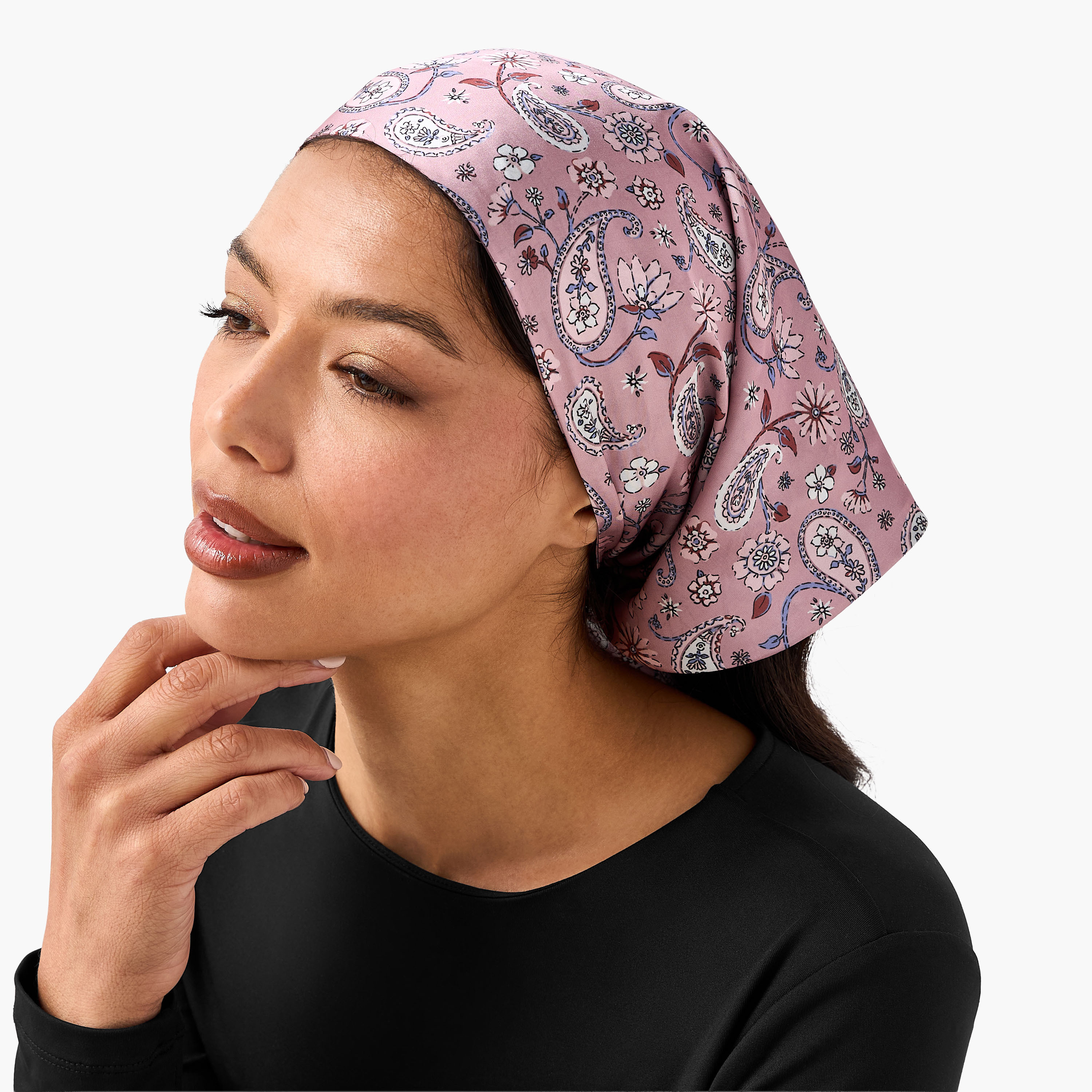 Scarf Triangle Paisley Print Satin Multicolour-women-winterwear-scarves-image-2