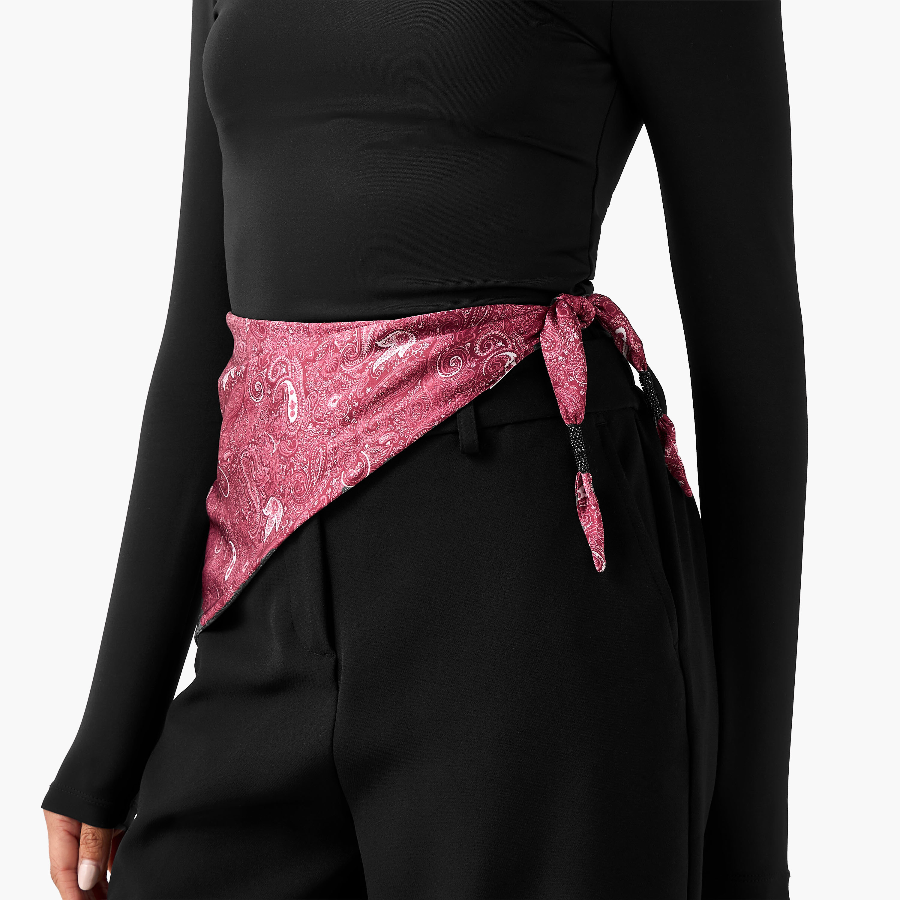 Scarf Triangle Paisley Print Satin Multicolour-women-winterwear-scarves-image-2