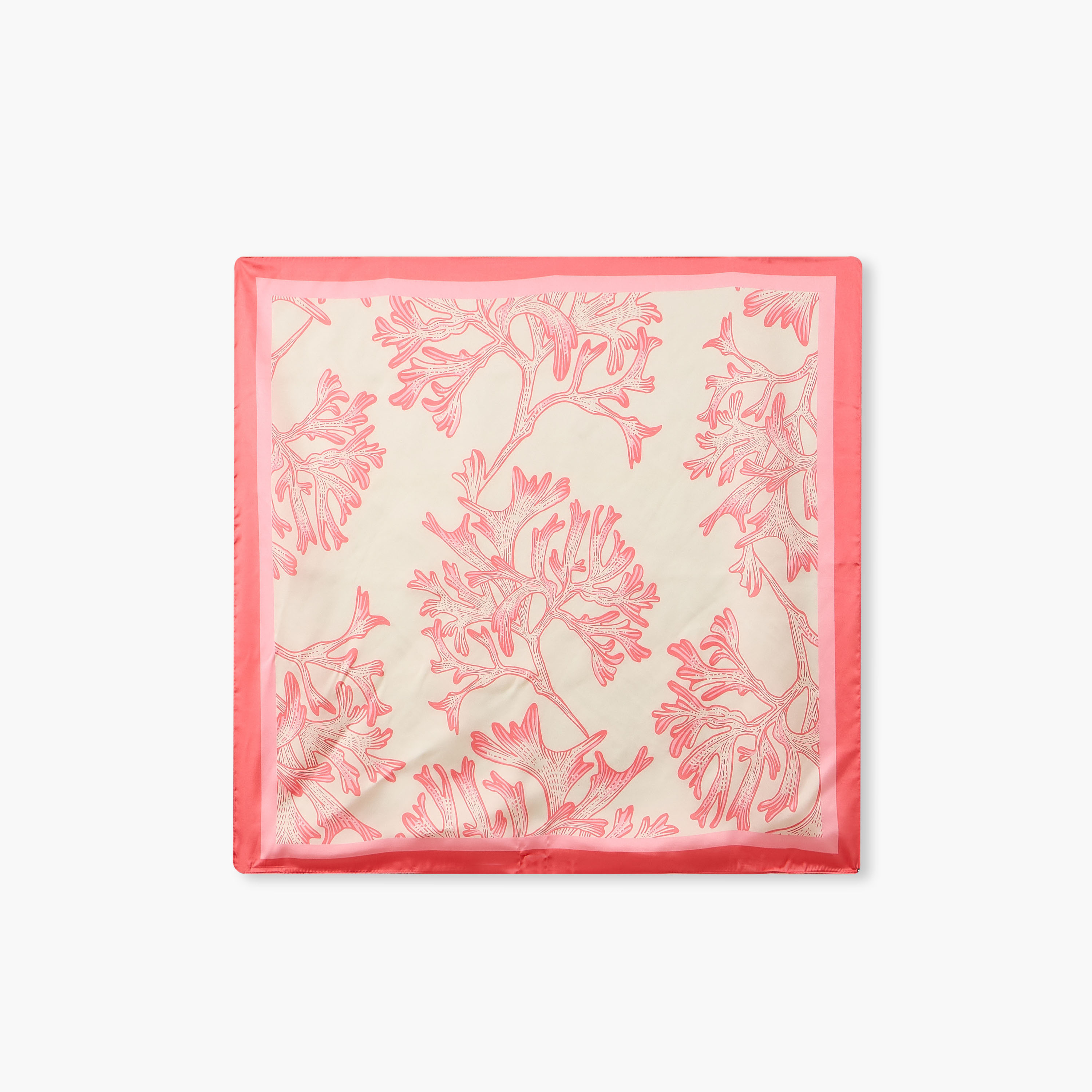 Scarf Square Satin Coral Print-women-clothingaccessories-scarves-image-1