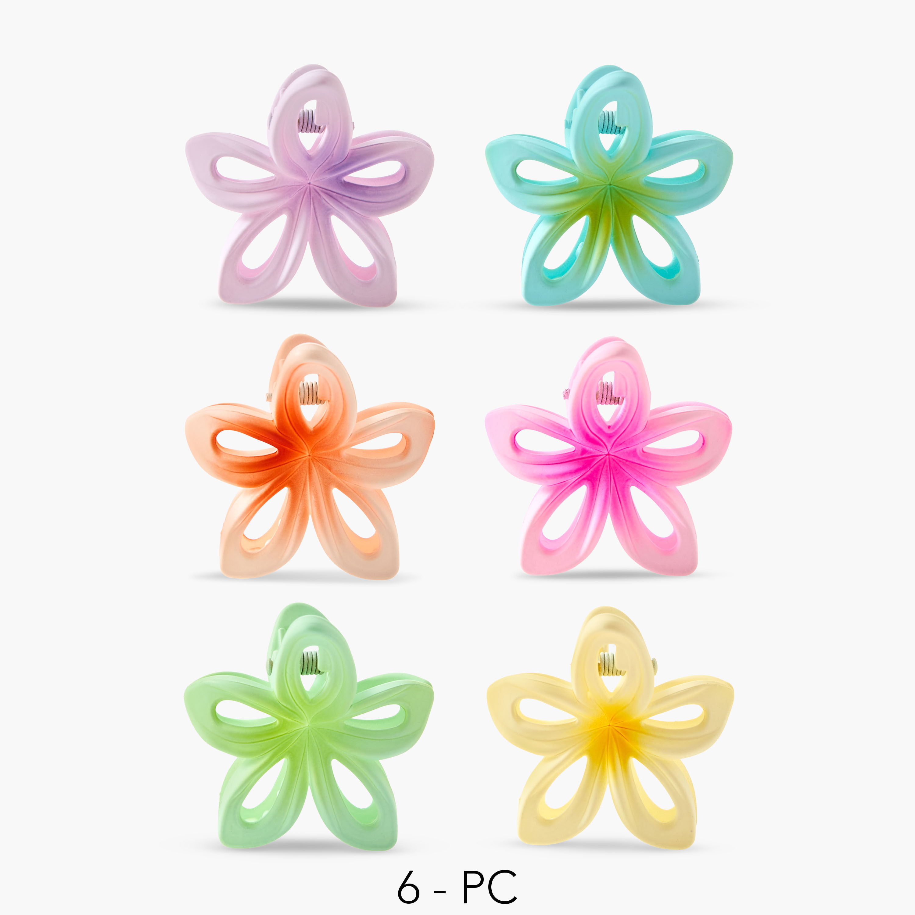 طقم مشابك شعر وردية بتصميم مفرغ 6 قطع-women-hairaccessories-clamps-image-1