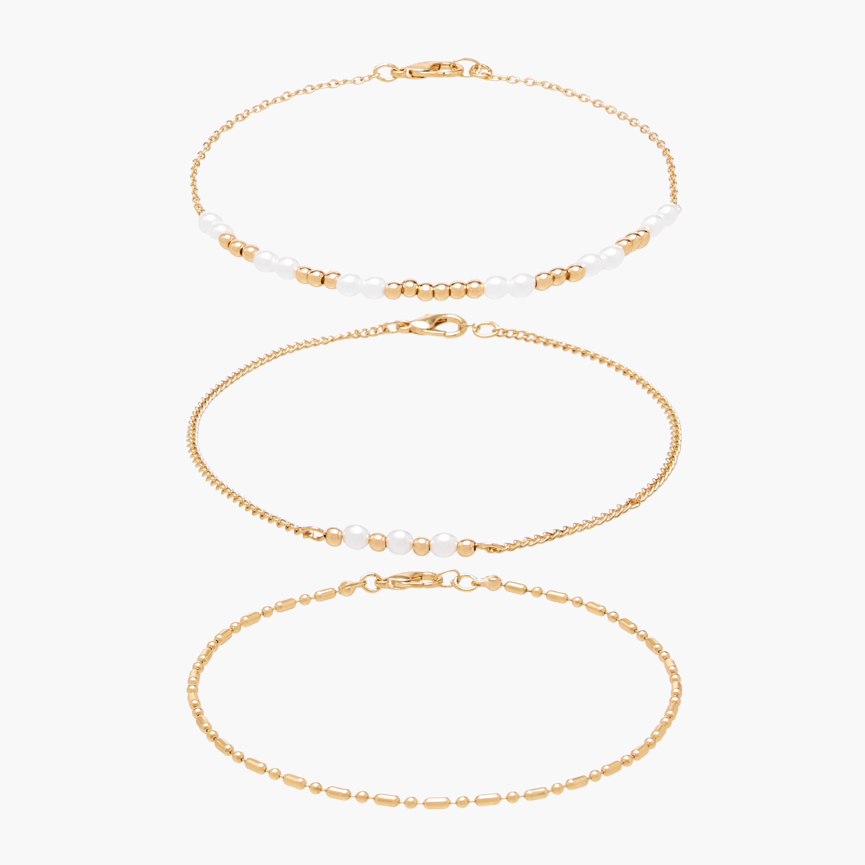 طقم من 3 - خلخال مزين بلون ذهبي-women-watchesandjewellery-jewellery-anklets-image-10