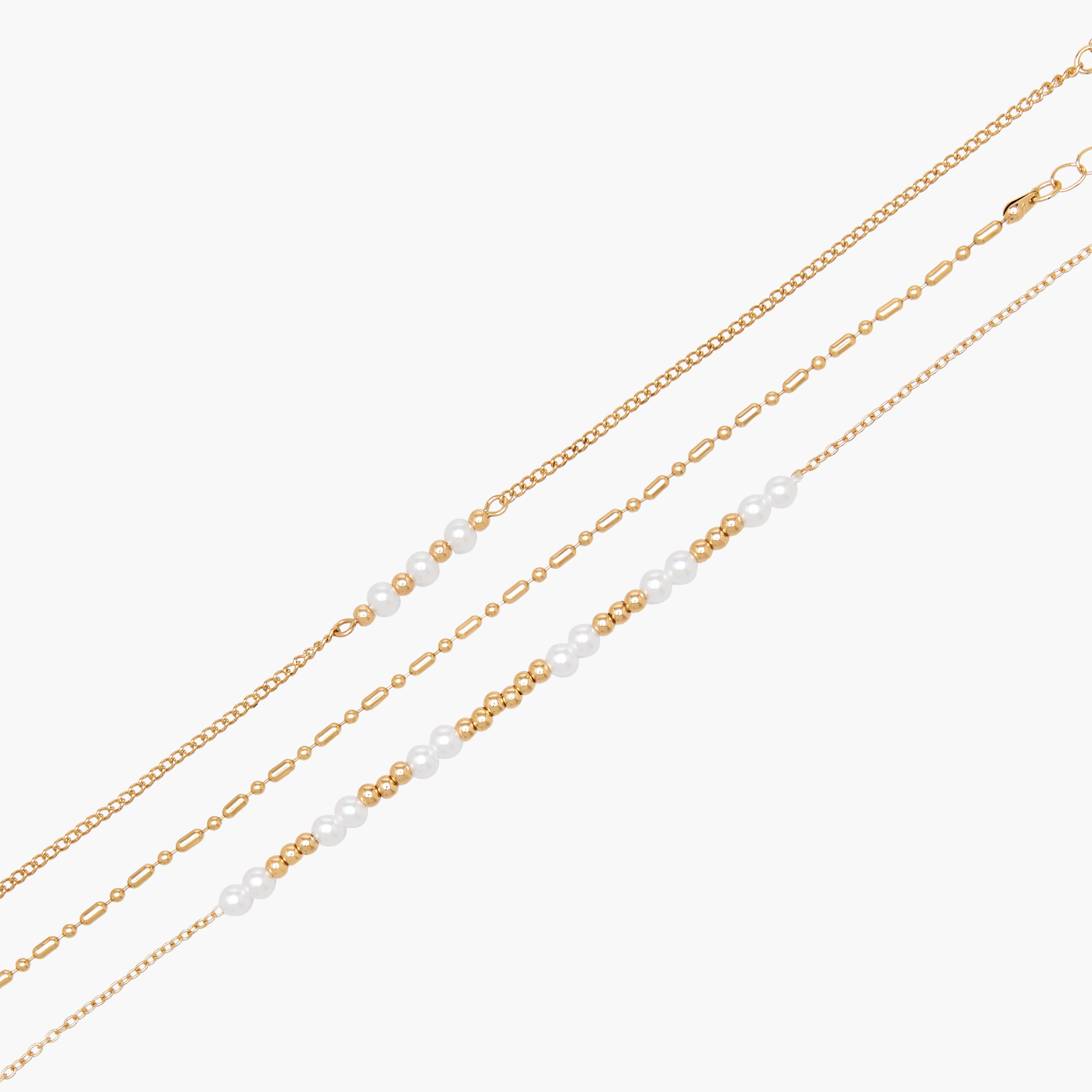 طقم من 3 - خلخال مزين بلون ذهبي-women-watchesandjewellery-jewellery-anklets-image-1