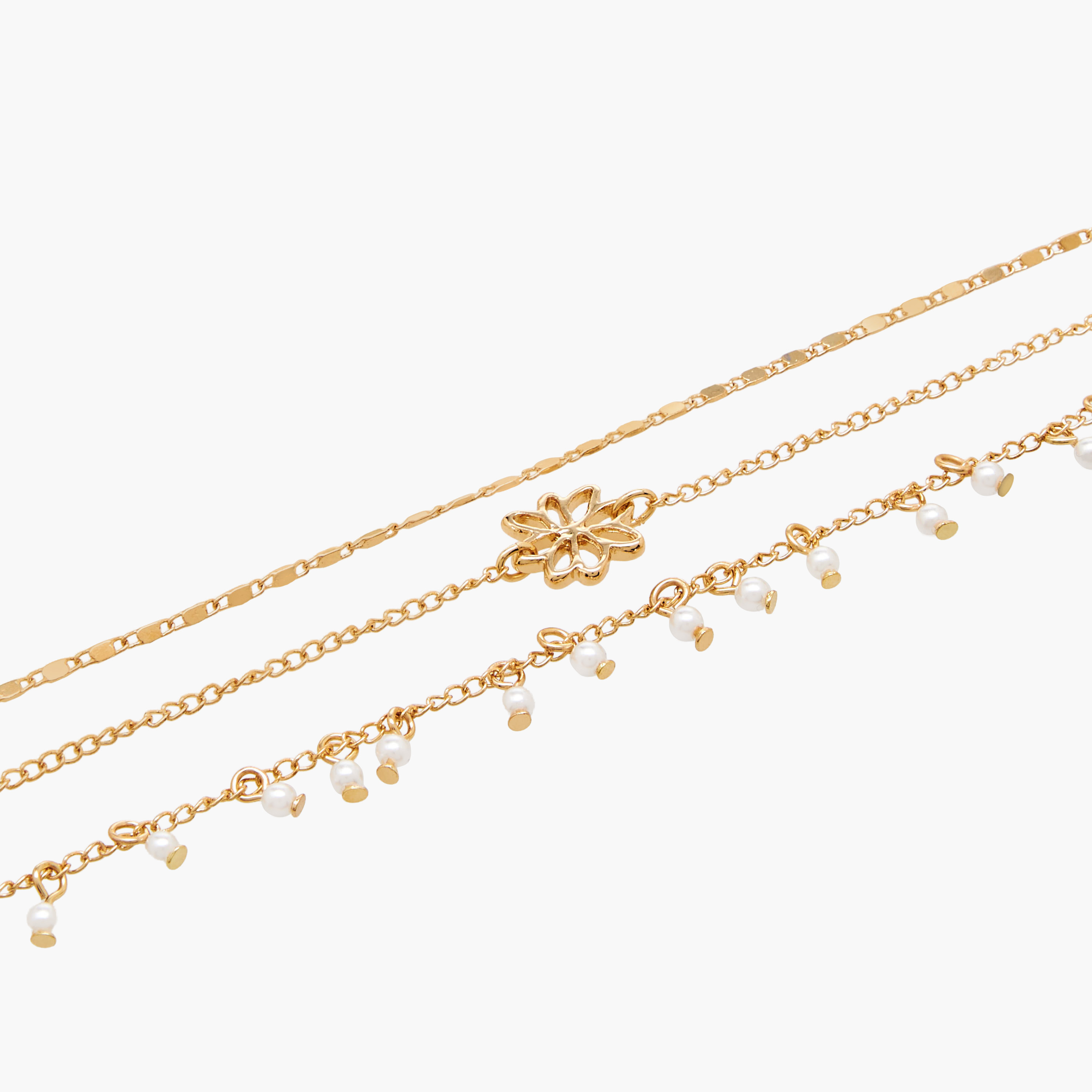 طقم من 3 - خلخال مزين بلون ذهبي-women-watchesandjewellery-jewellery-anklets-image-1