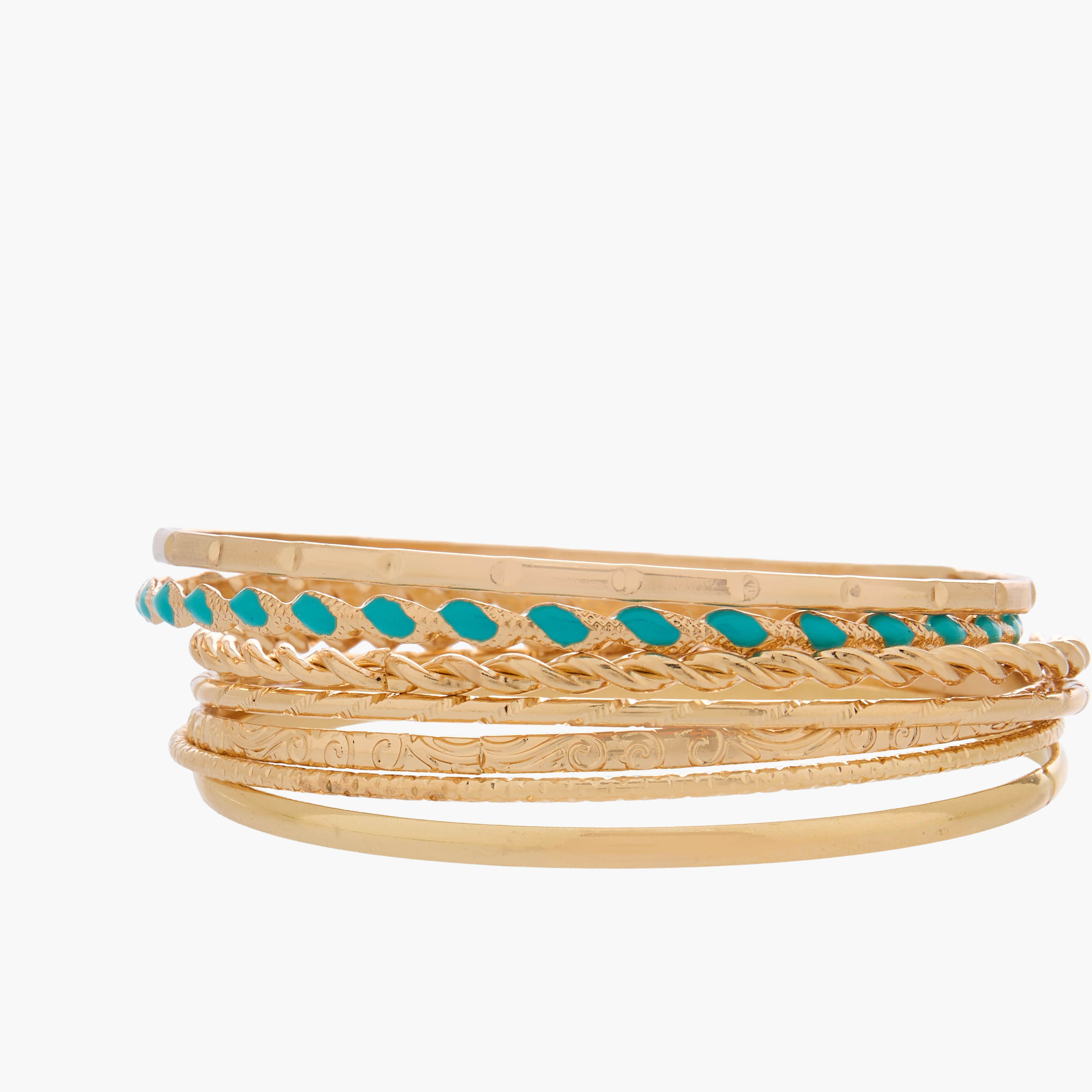 طقم أساور بارزة الملمس بلون ذهبي - 10 قطع-women-watchesandjewellery-jewellery-banglesandbracelets-image-24