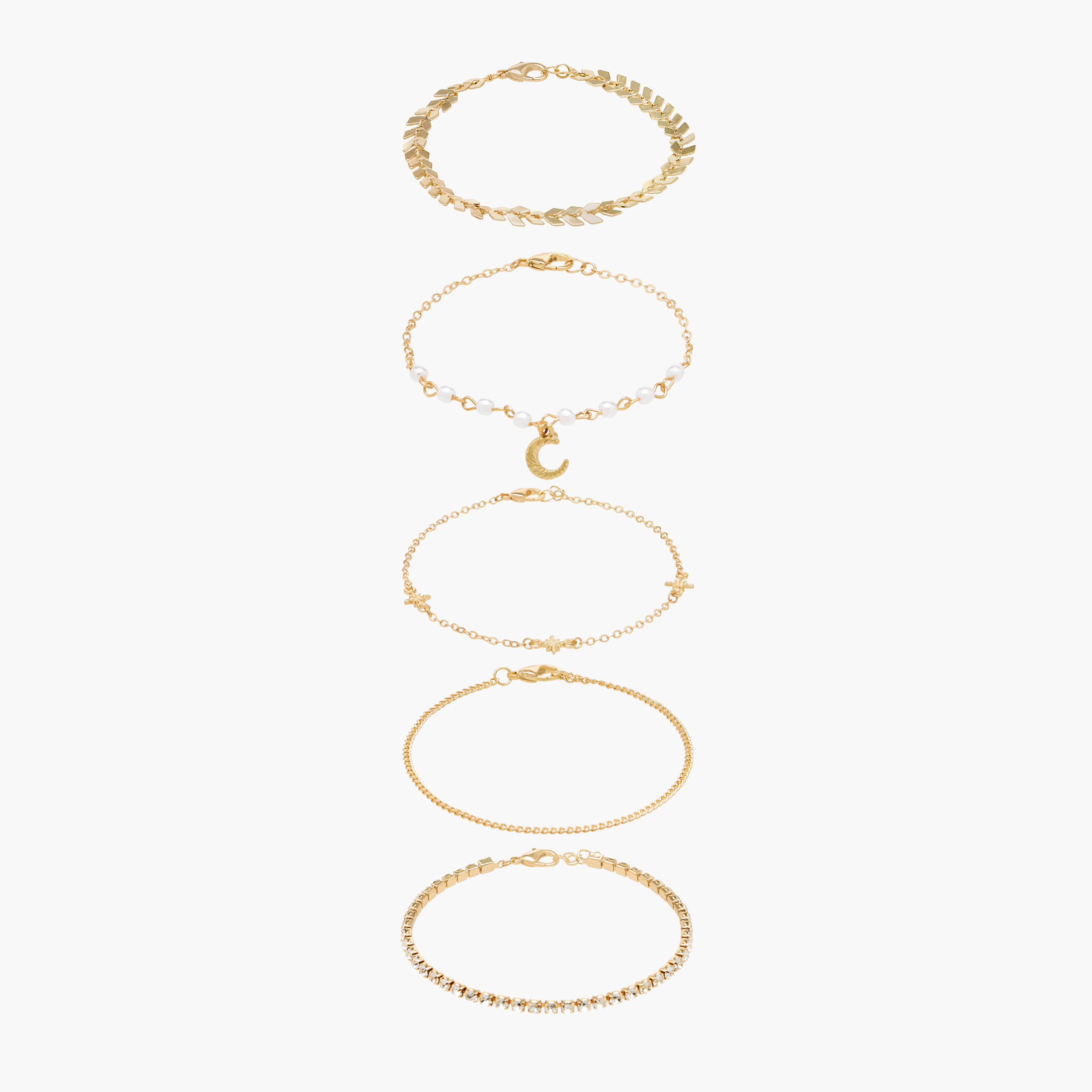 Pack of 5 Gold Tone Assorted Bracelet-women-watchesandjewellery-jewellery-banglesandbracelets-image-1