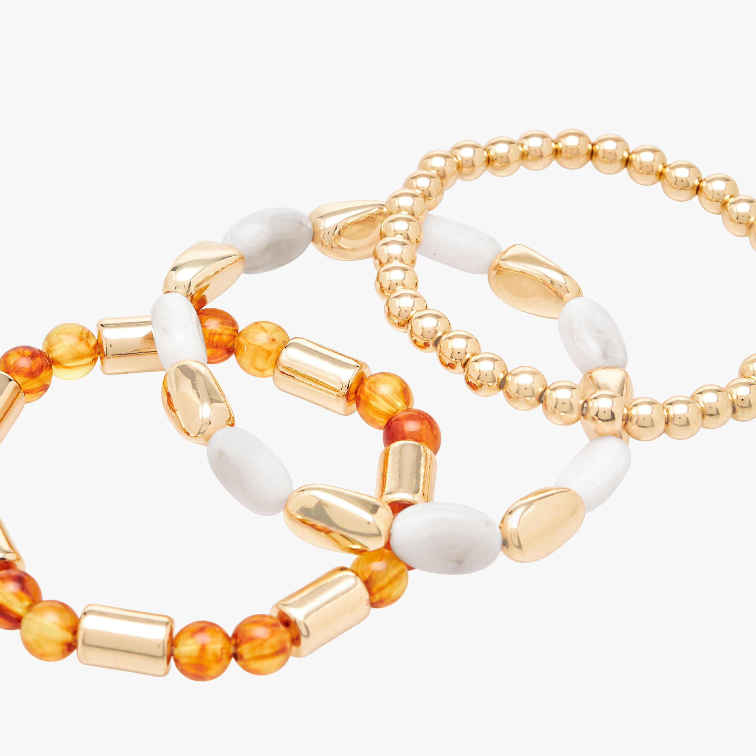 طقم من 3 - سوار خرز مطاطي بلون ذهبي-women-watchesandjewellery-jewellery-banglesandbracelets-image-9