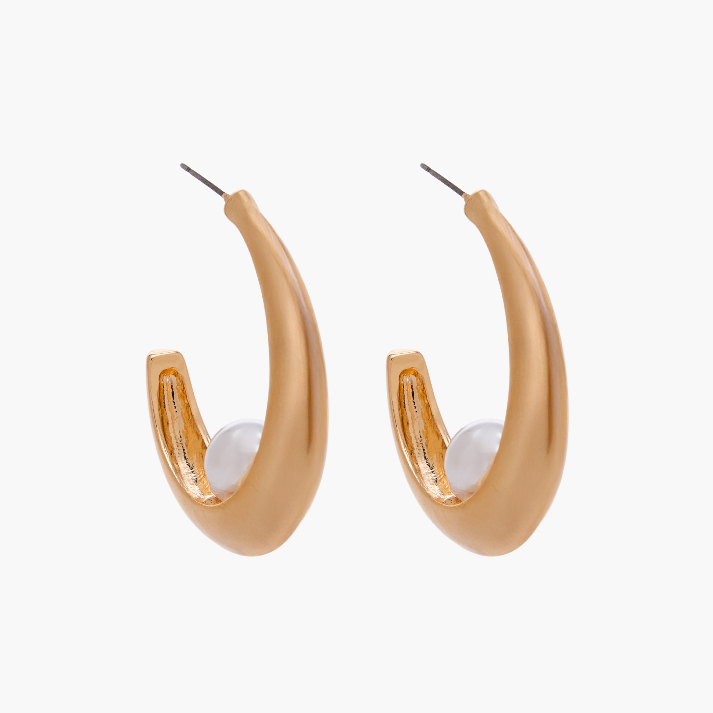 Gold Tone Hoop Earrings with Pushback Closure-women-watchesandjewellery-jewellery-earrings-image-1