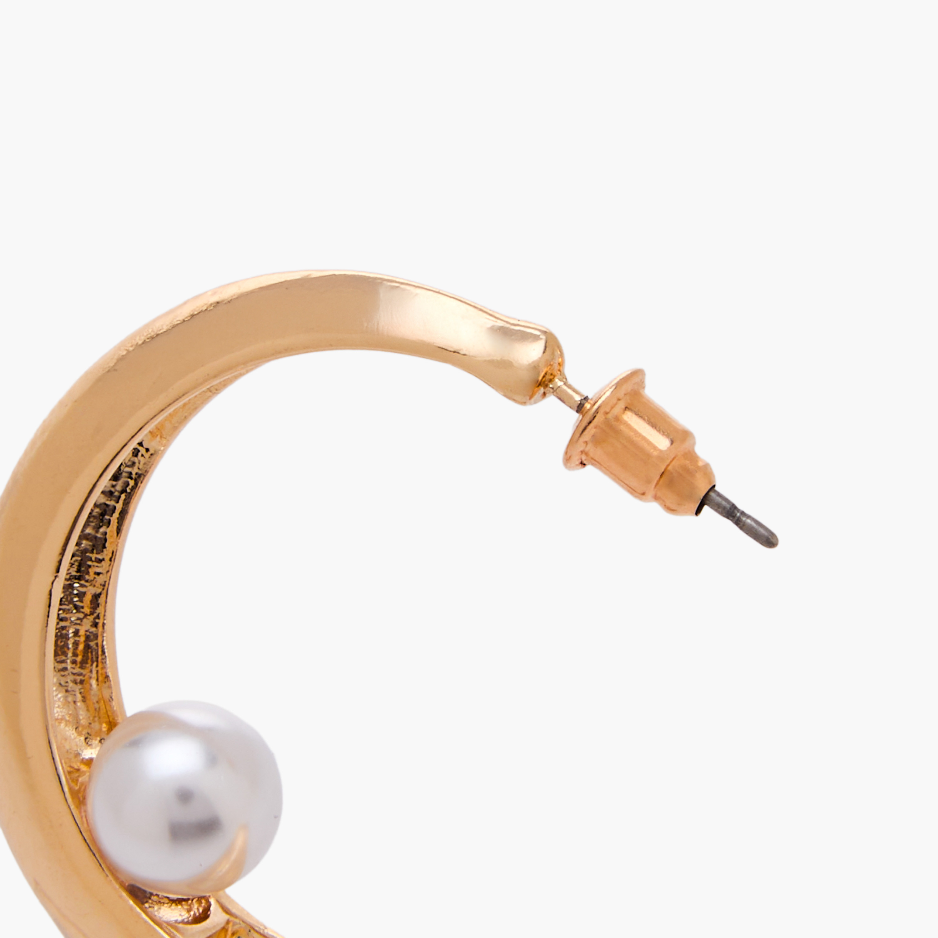 Gold Tone Hoop Earrings with Pushback Closure-women-watchesandjewellery-jewellery-earrings-image-5