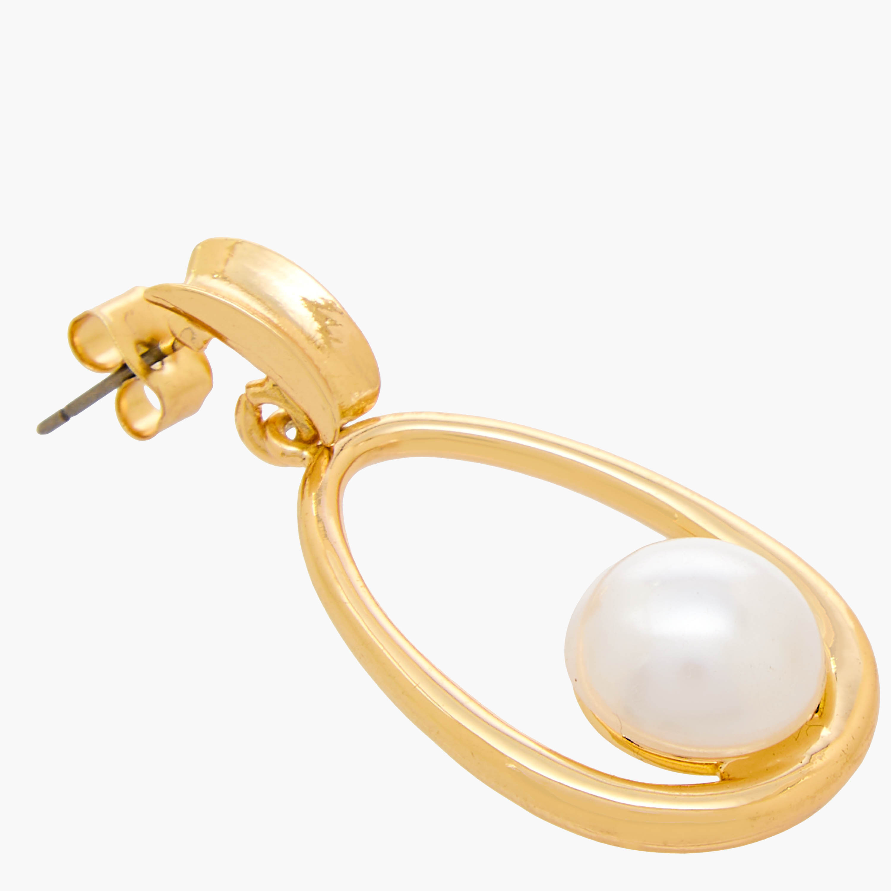 Gold Tone Pearl Drop Earrings with Pushback Closure-women-watchesandjewellery-jewellery-earrings-image-4
