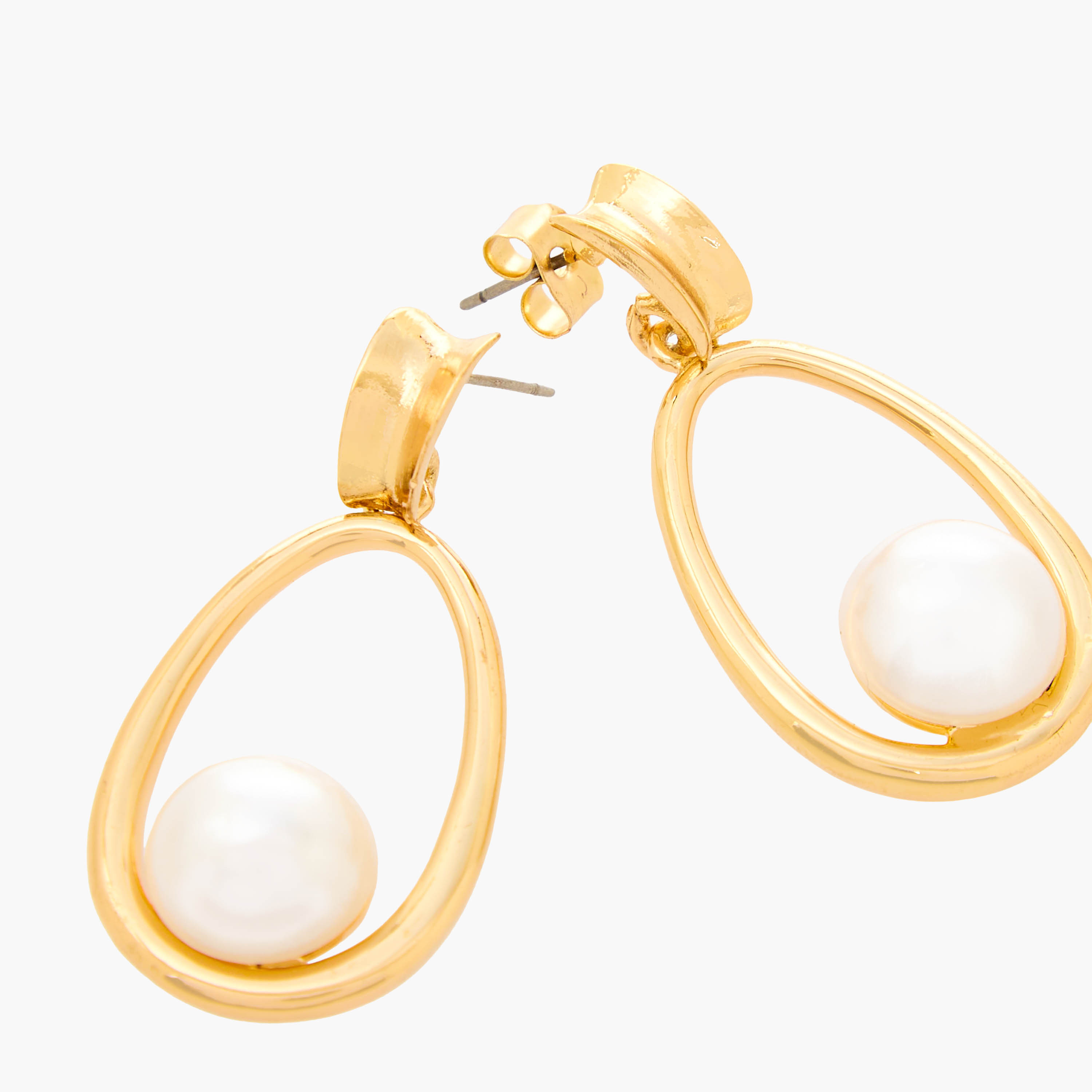 Gold Tone Pearl Drop Earrings with Pushback Closure-women-watchesandjewellery-jewellery-earrings-image-5
