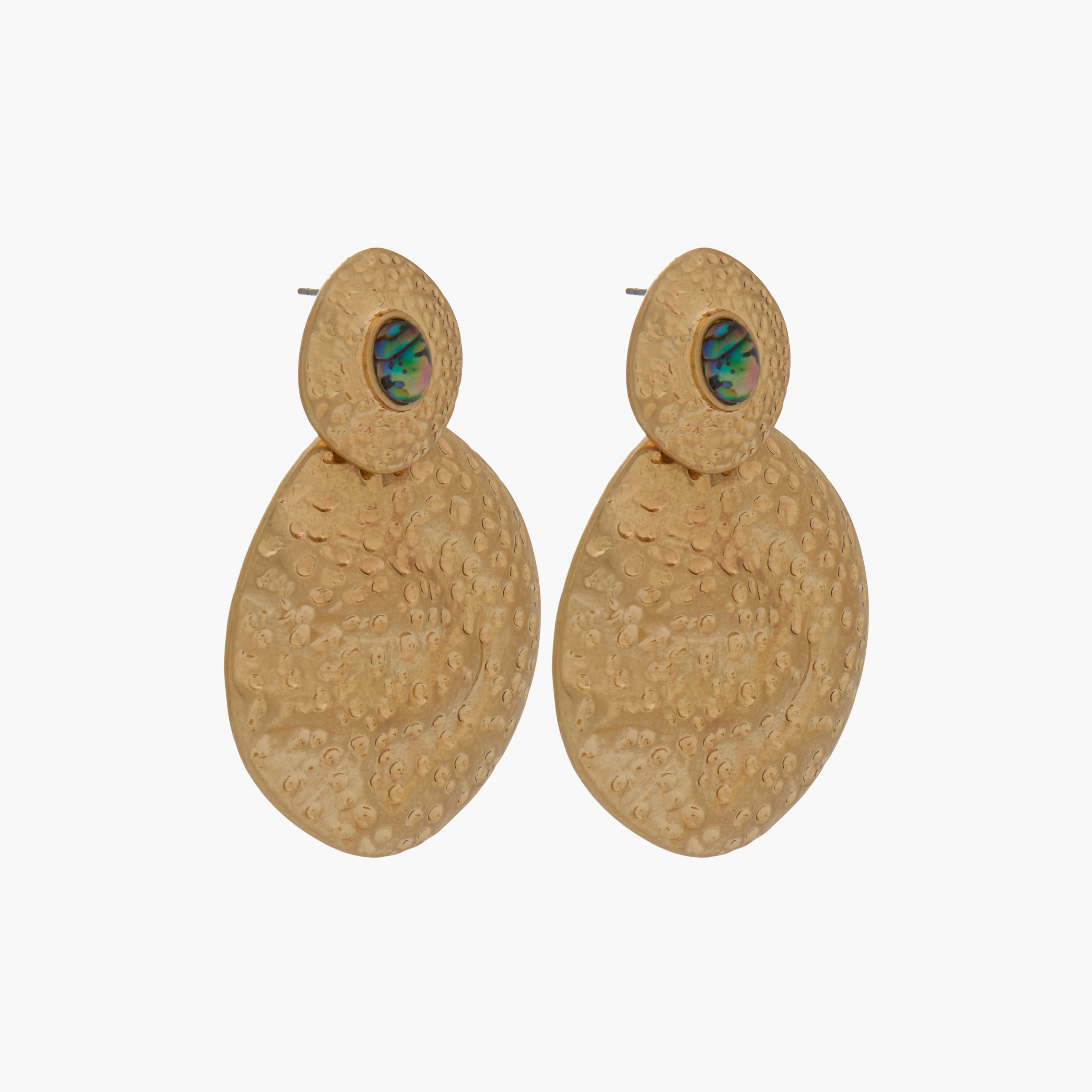 Gold Tone Textured Drop Earrings with Pushback Closure-women-watchesandjewellery-jewellery-earrings-image-3