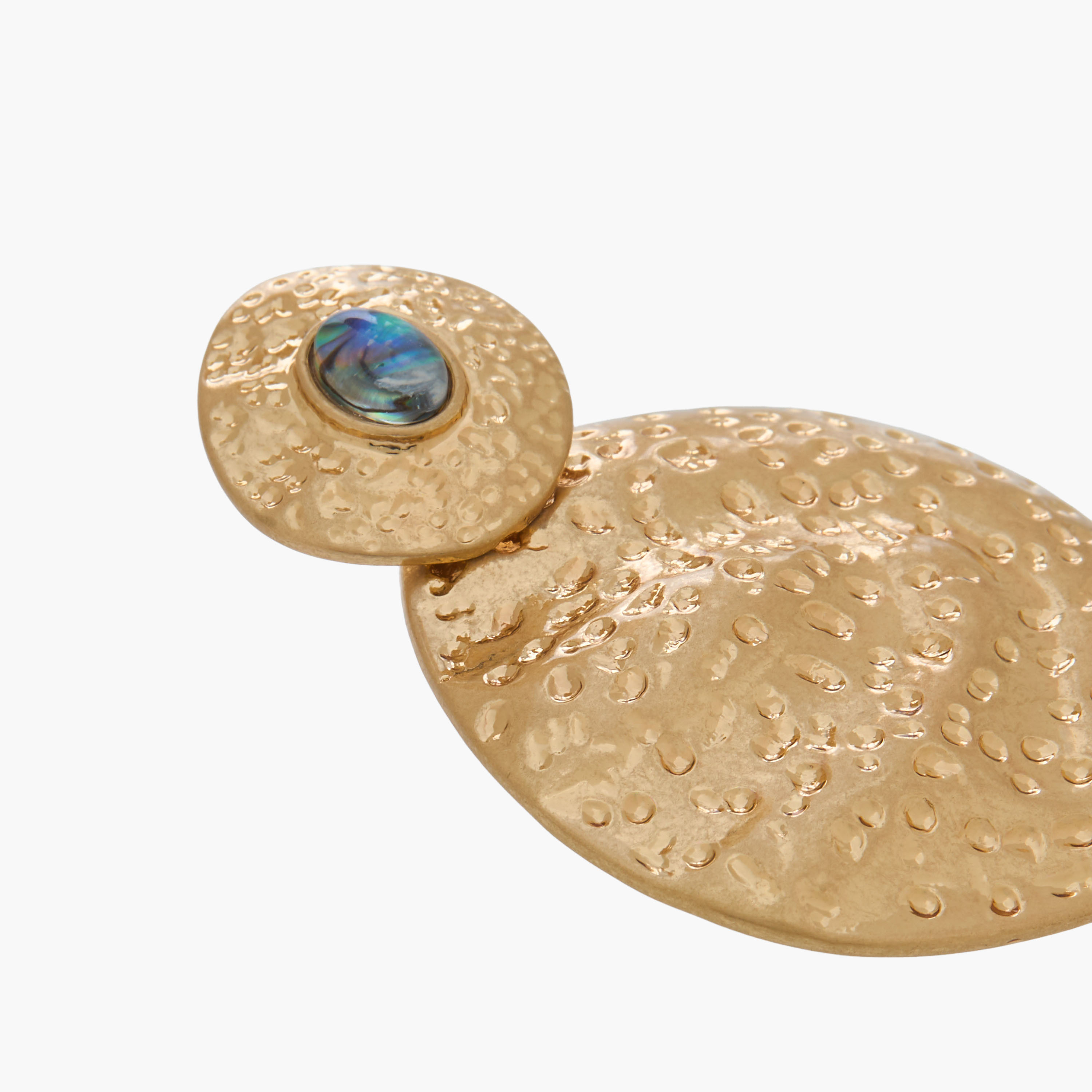 Gold Tone Textured Drop Earrings with Pushback Closure-women-watchesandjewellery-jewellery-earrings-image-4
