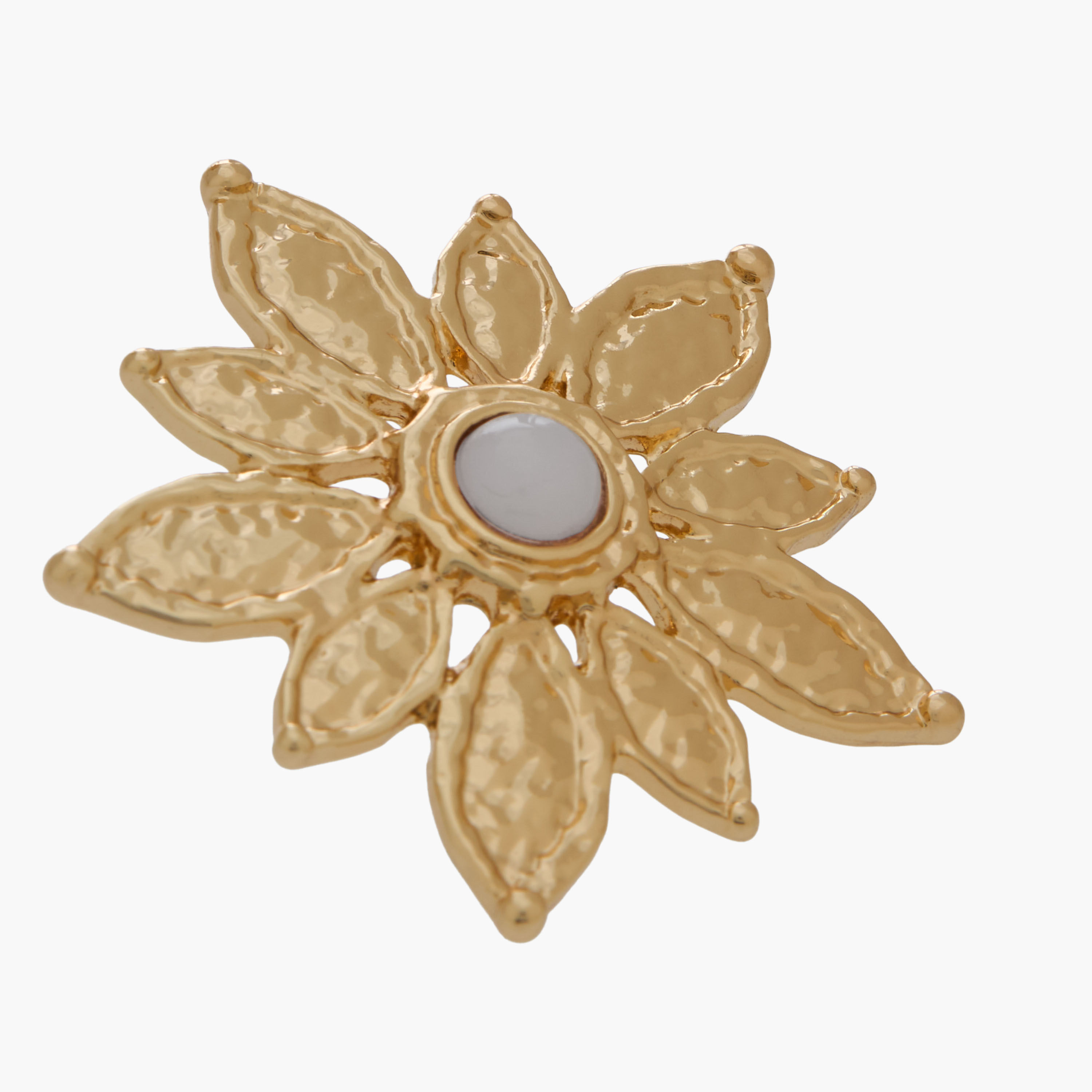 Gold Tone Textured Flower Stud Earrings with Pushback Closure-women-watchesandjewellery-jewellery-earrings-image-4
