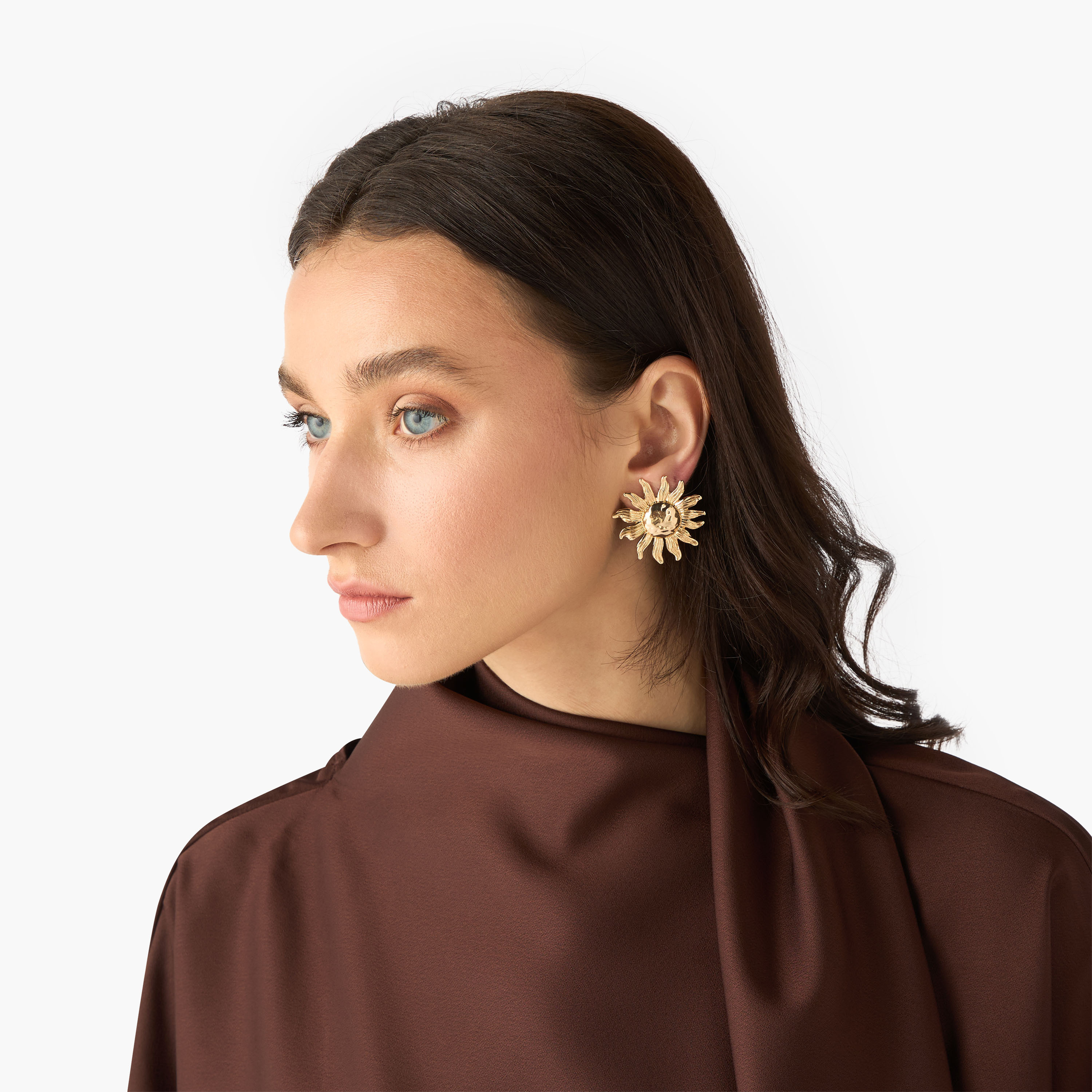 Gold Tone Sun Stud Earrings with Pushback Closure-women-watchesandjewellery-jewellery-earrings-image-2