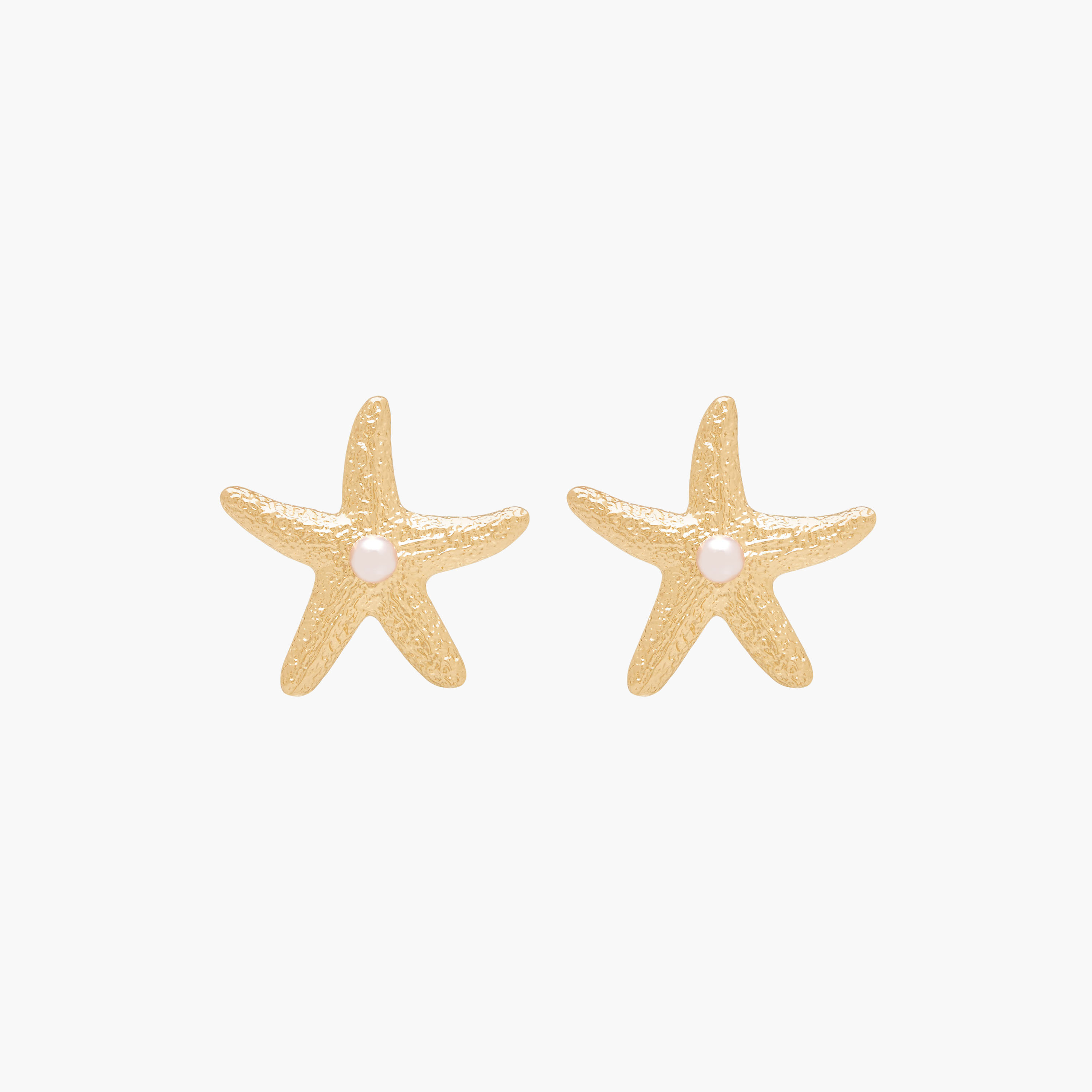 Gold Tone Starfish Pearl Embellished Earrings with Pushback Closure-women-watchesandjewellery-jewellery-earrings-image-1