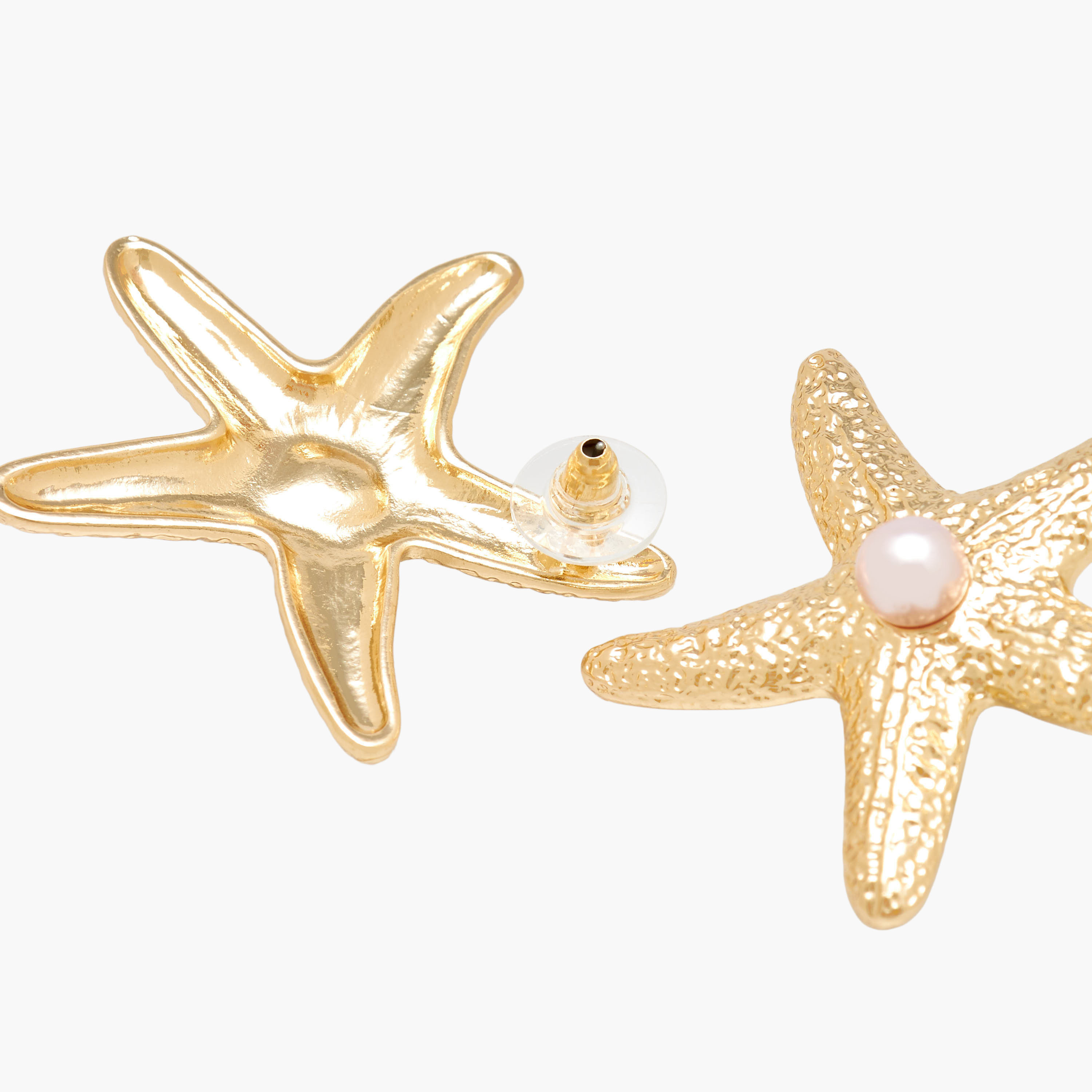 Gold Tone Starfish Pearl Embellished Earrings with Pushback Closure-women-watchesandjewellery-jewellery-earrings-image-5