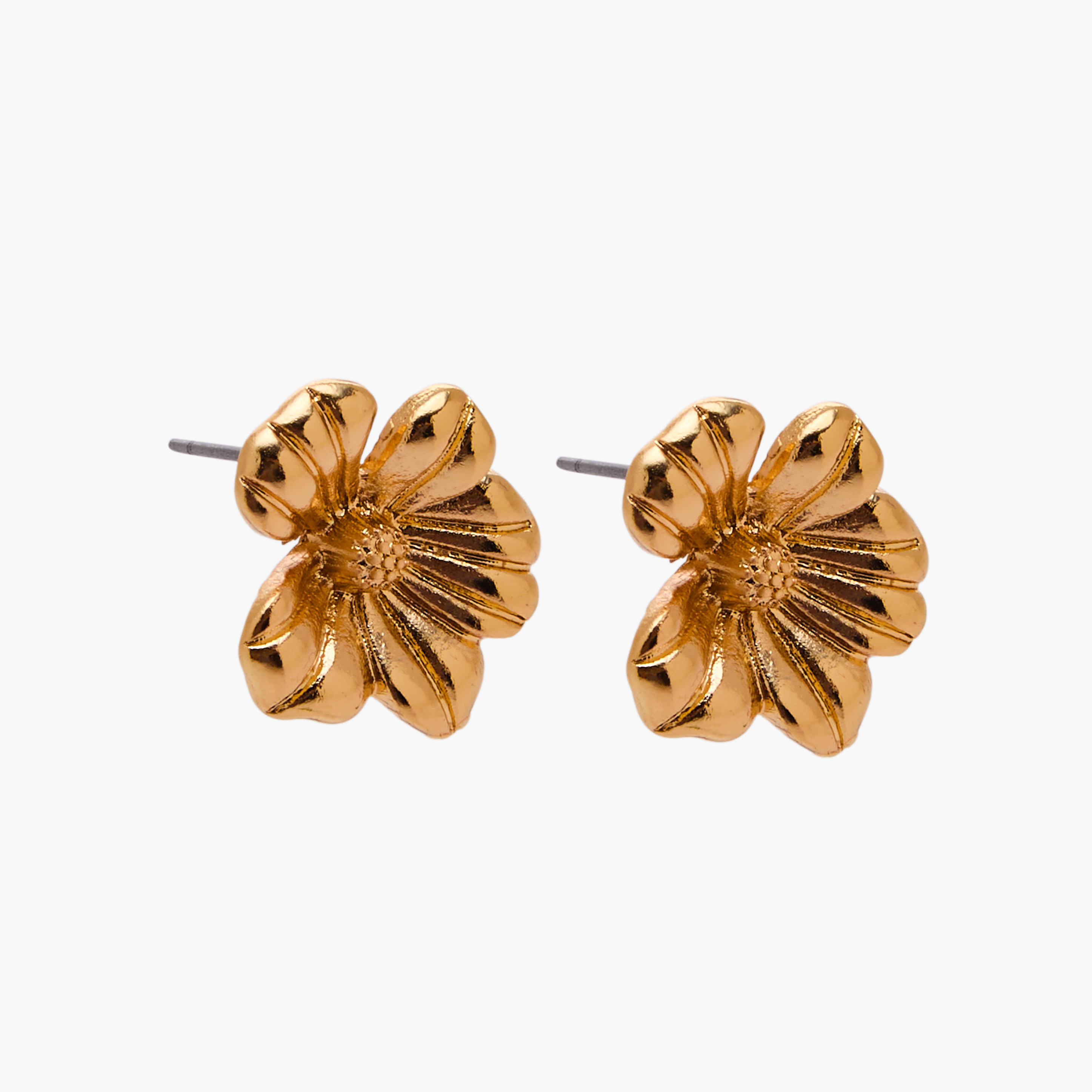 Pack of 2 Gold Tone Floral Stud Earrings with Pushback Closure-women-watchesandjewellery-jewellery-earrings-image-4