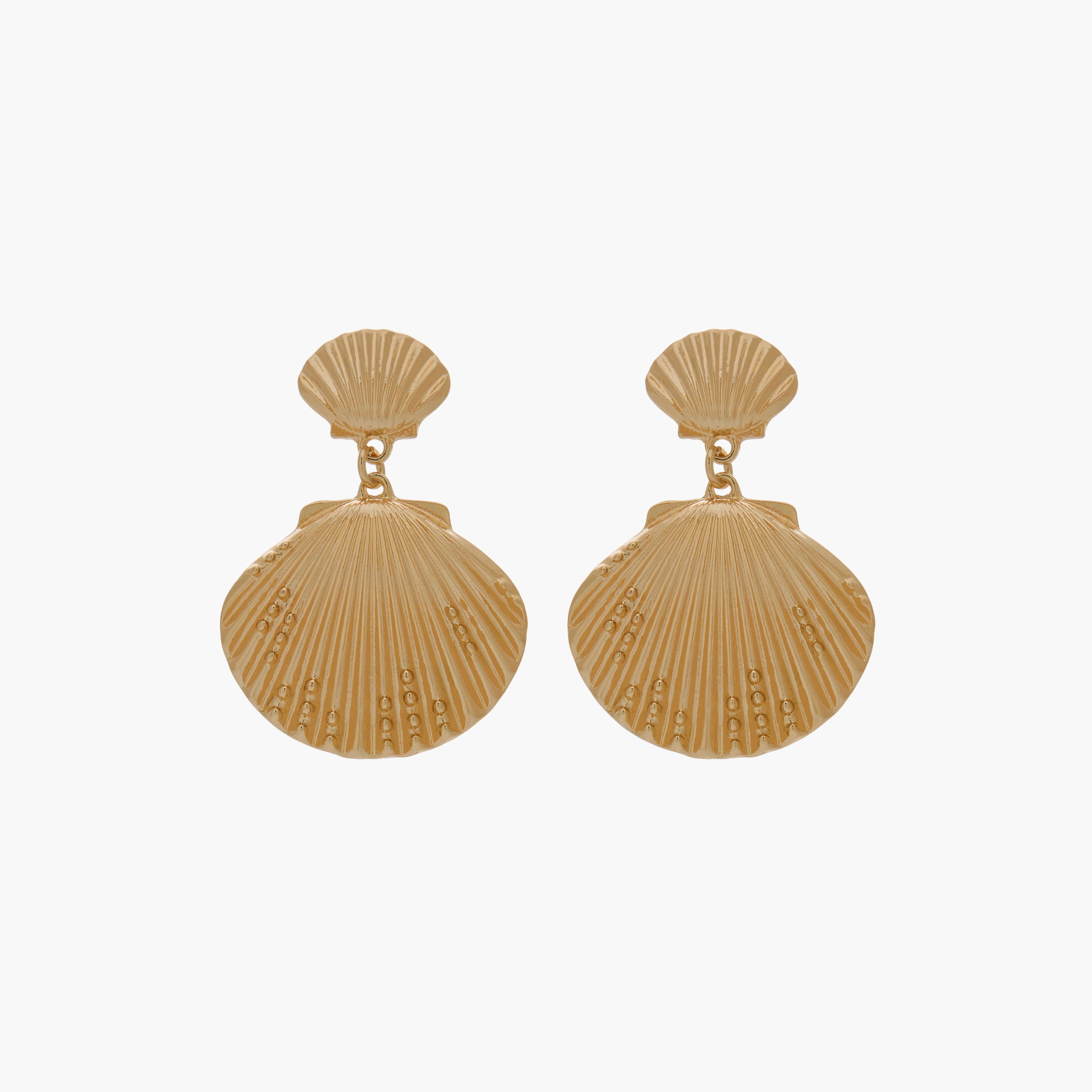 Gold Tone Shell Drop Earrings with Pushback Closure-women-watchesandjewellery-jewellery-earrings-image-1
